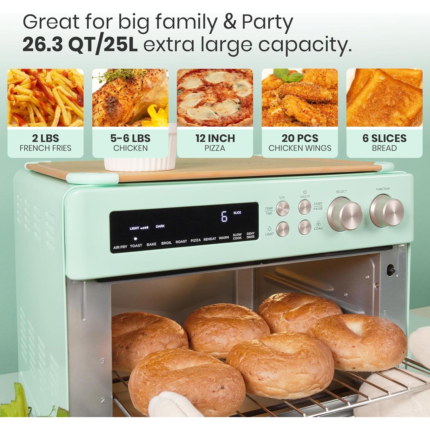 Horno Tostador VAL CUCINA TA25-GM1 10 en 1 Verde 10.43 kg