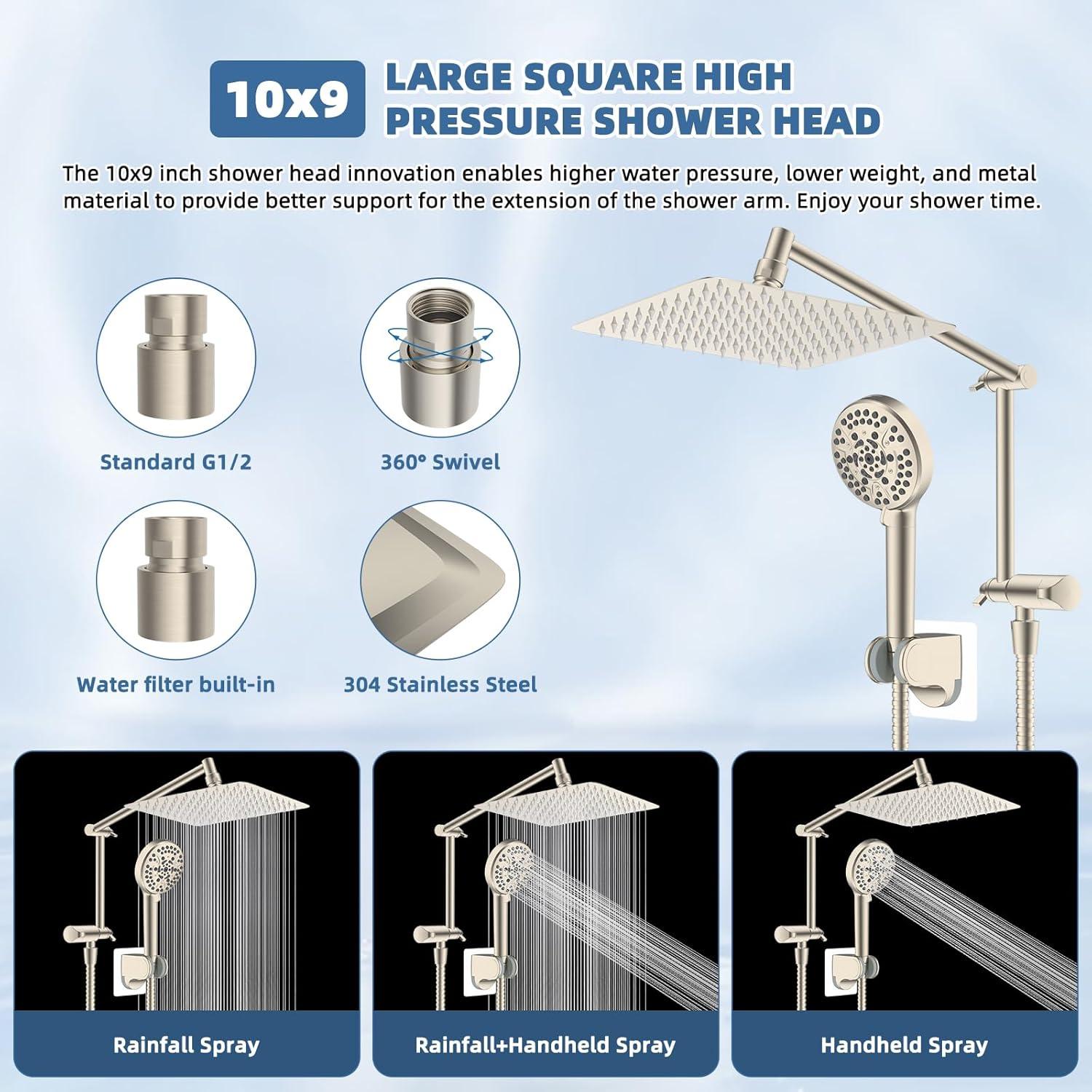 Cabezal de Ducha de Lluvia iFealClear 10" Metal Alta Presión