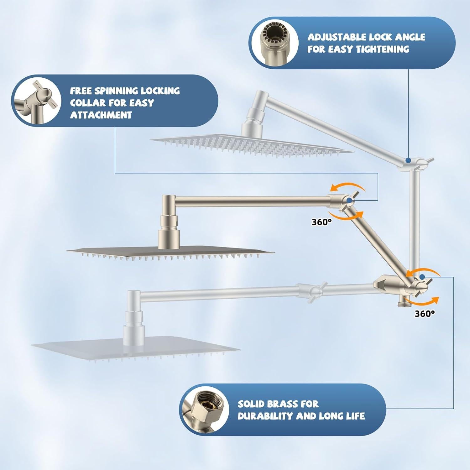Cabezal de Ducha de Lluvia iFealClear 10" Metal Alta Presión