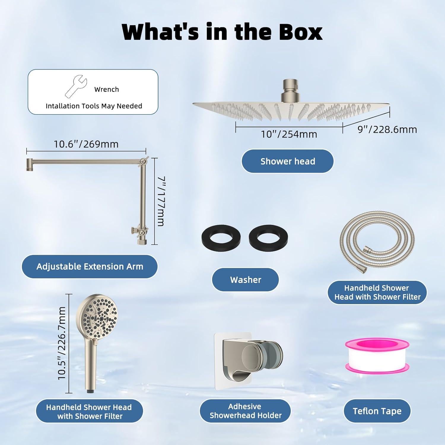 Cabezal de Ducha de Lluvia iFealClear 10" Metal Alta Presión