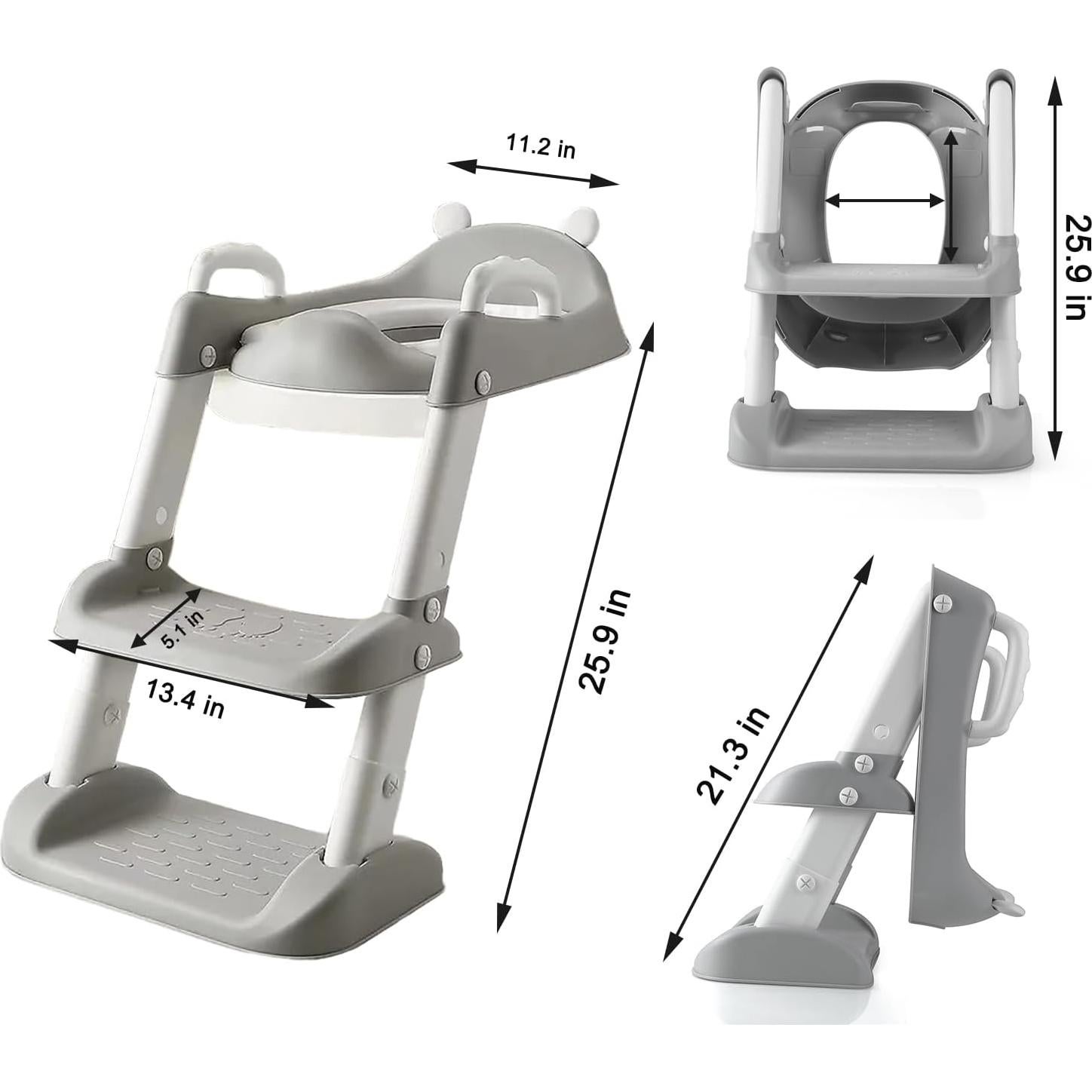 Asiento de Entrenamiento para Baño PandaEar Gris con Escalera Antideslizante