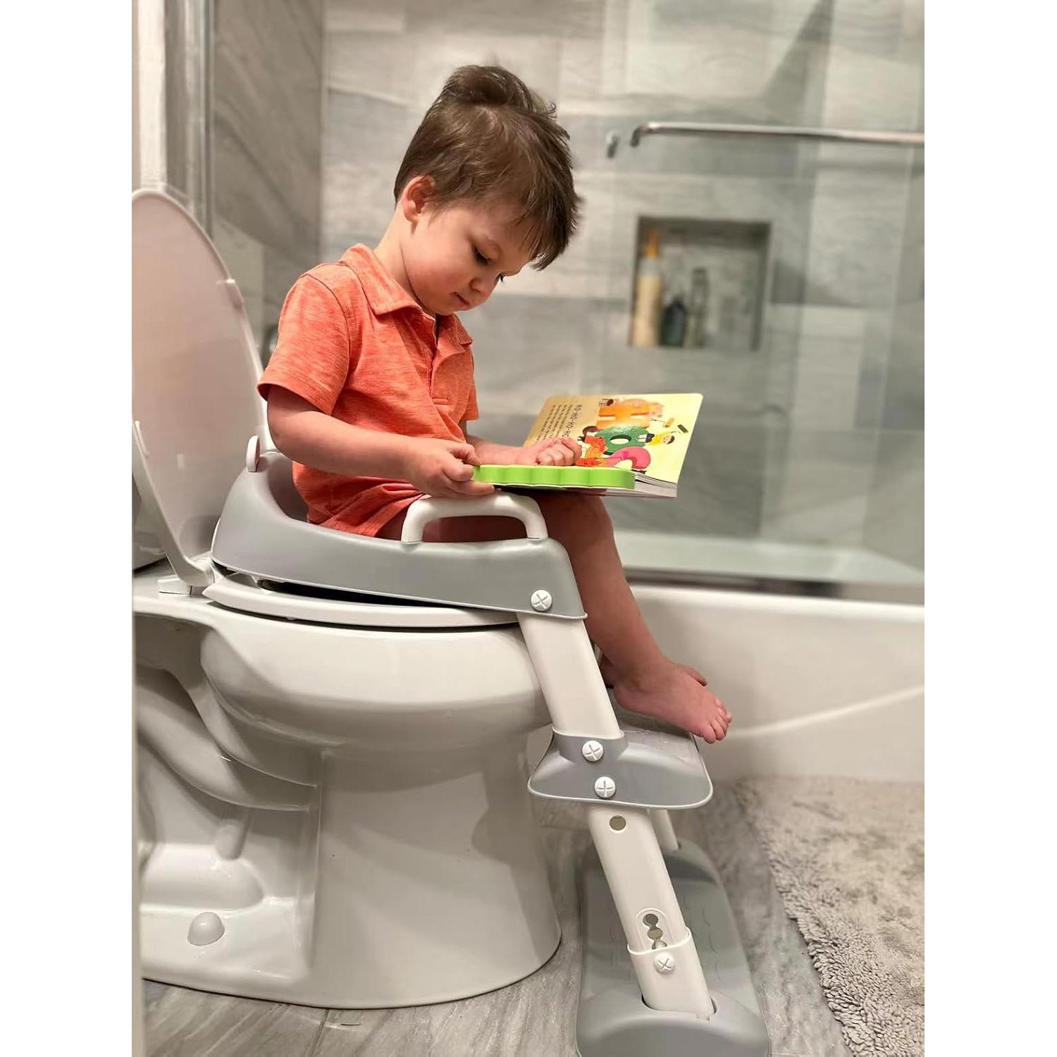 Asiento de Entrenamiento para Baño PandaEar Gris con Escalera Antideslizante