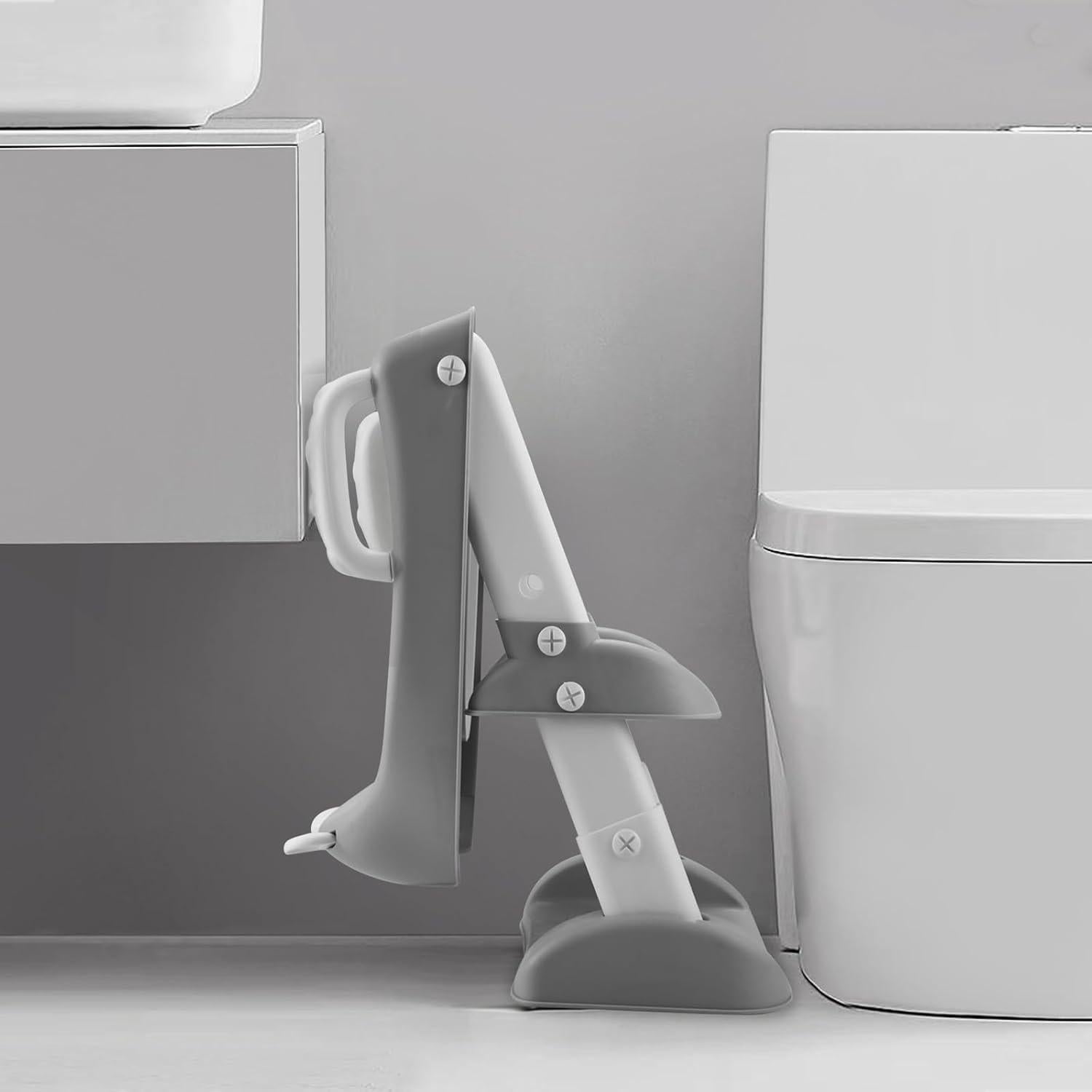 Asiento de Entrenamiento para Baño PandaEar Gris con Escalera Antideslizante
