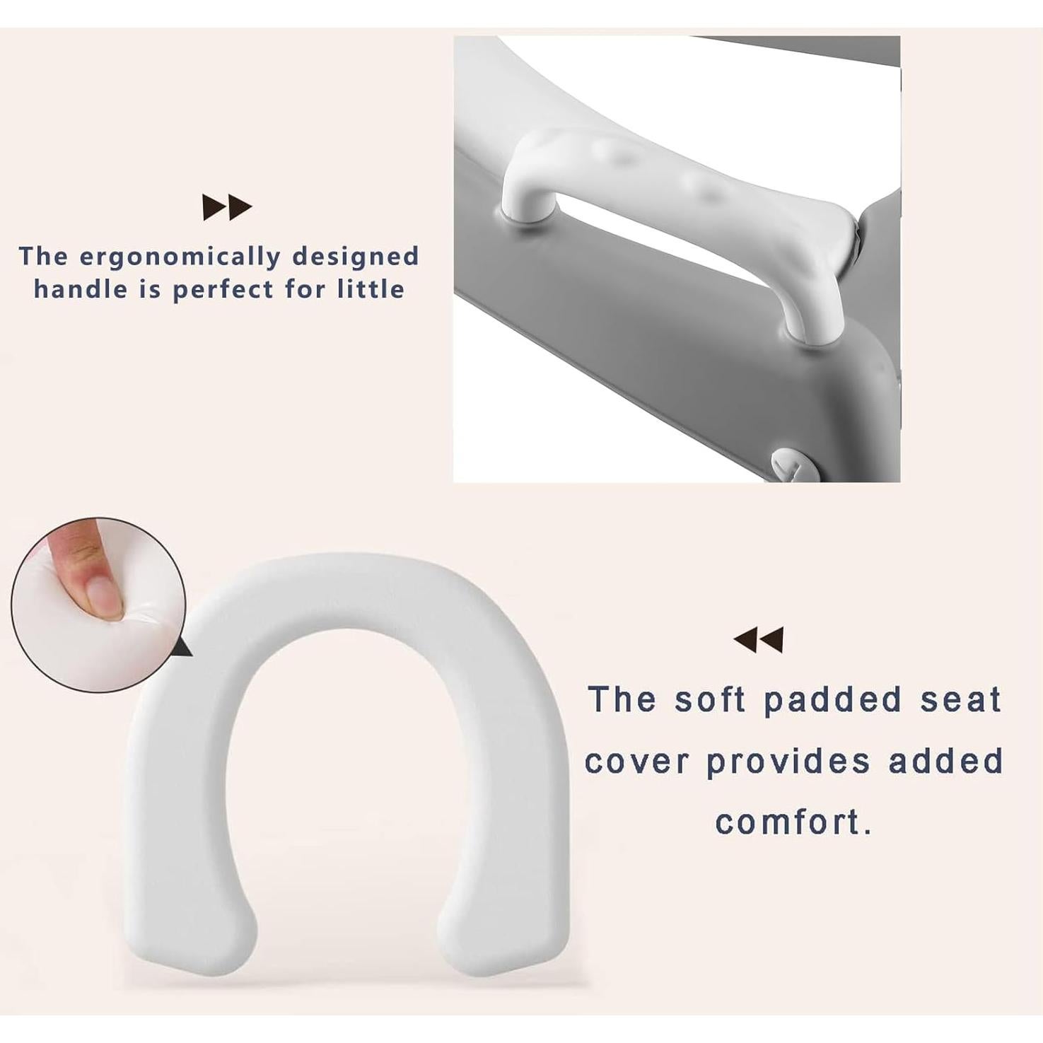 Asiento de Entrenamiento para Baño PandaEar Gris con Escalera Antideslizante