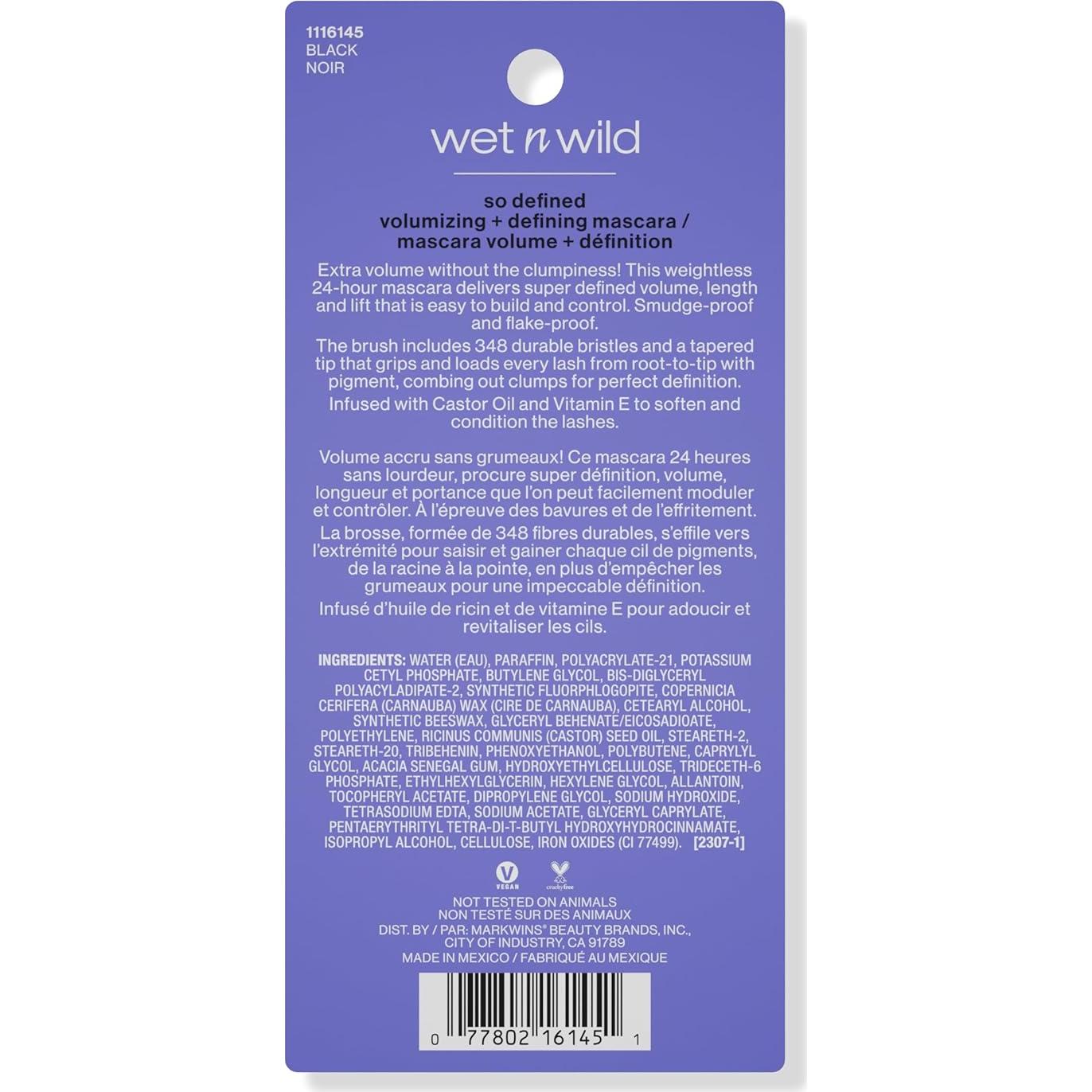 Máscara Voluminizadora Wet n Wild So Defined 36.2 ml Negra