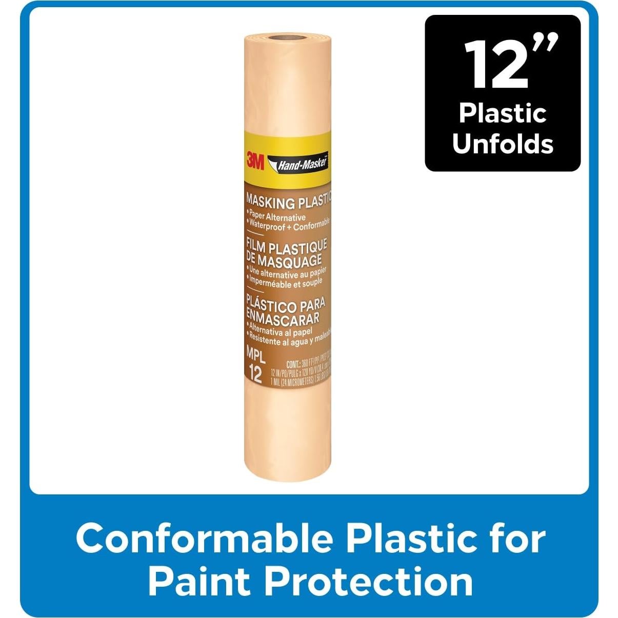 Plástico de Enmascarar 3M Hand-Masker 30.48 cm x 109.73 m