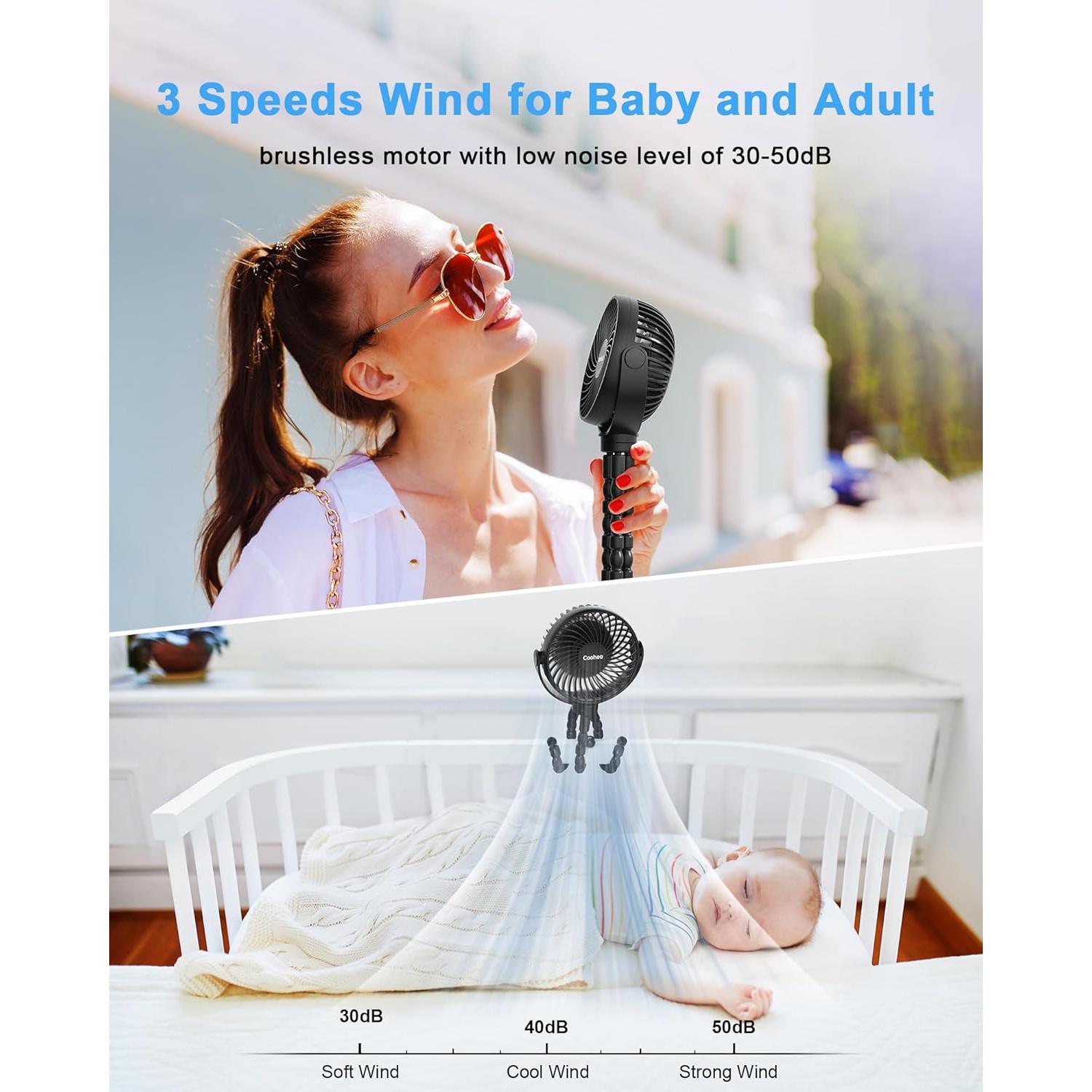 Ventilador Portátil Coohea KW21 Recargable 4000mAh 3 Velocidades