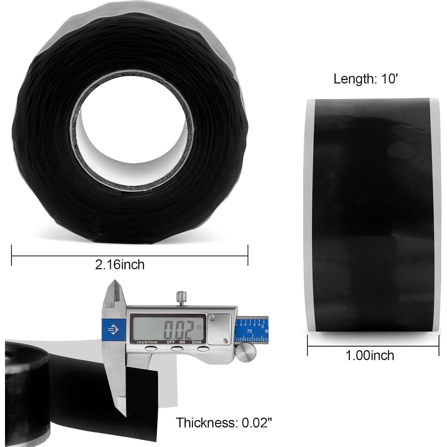 Cinta de Silicona Autoadhesiva Negra 2.54cm x 3.05m 0.5mm