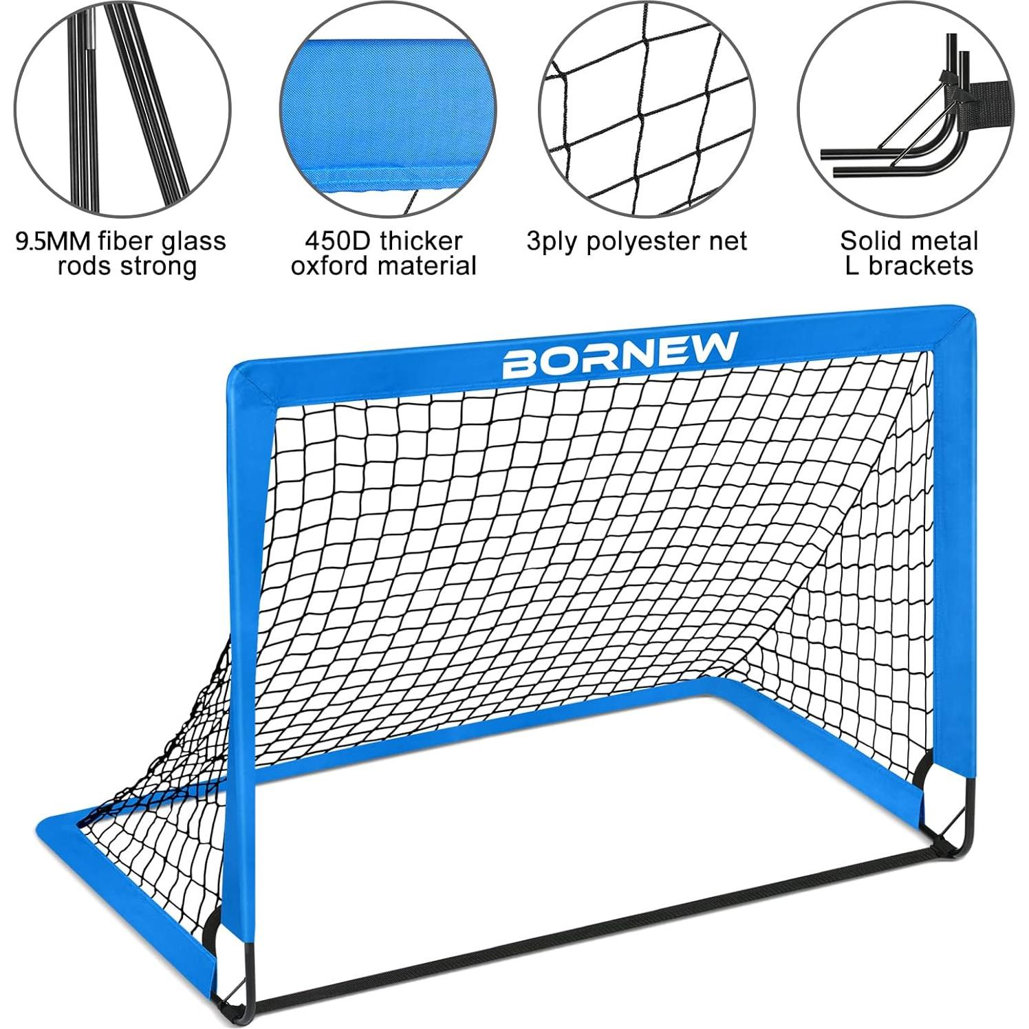 Portería de Fútbol Infantil BORNEW 4x3 m Plegable y Portátil