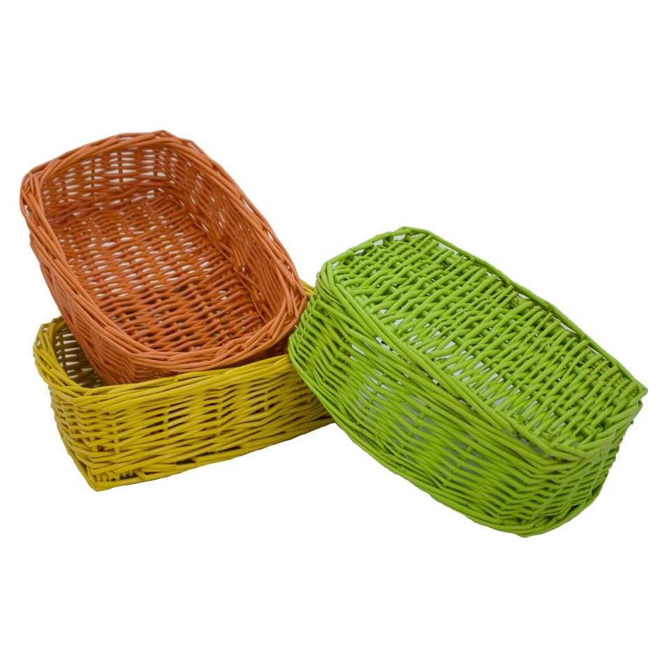 Cestas de Mimbre HODAKJUE 3PCS Rectangulares Coloridas