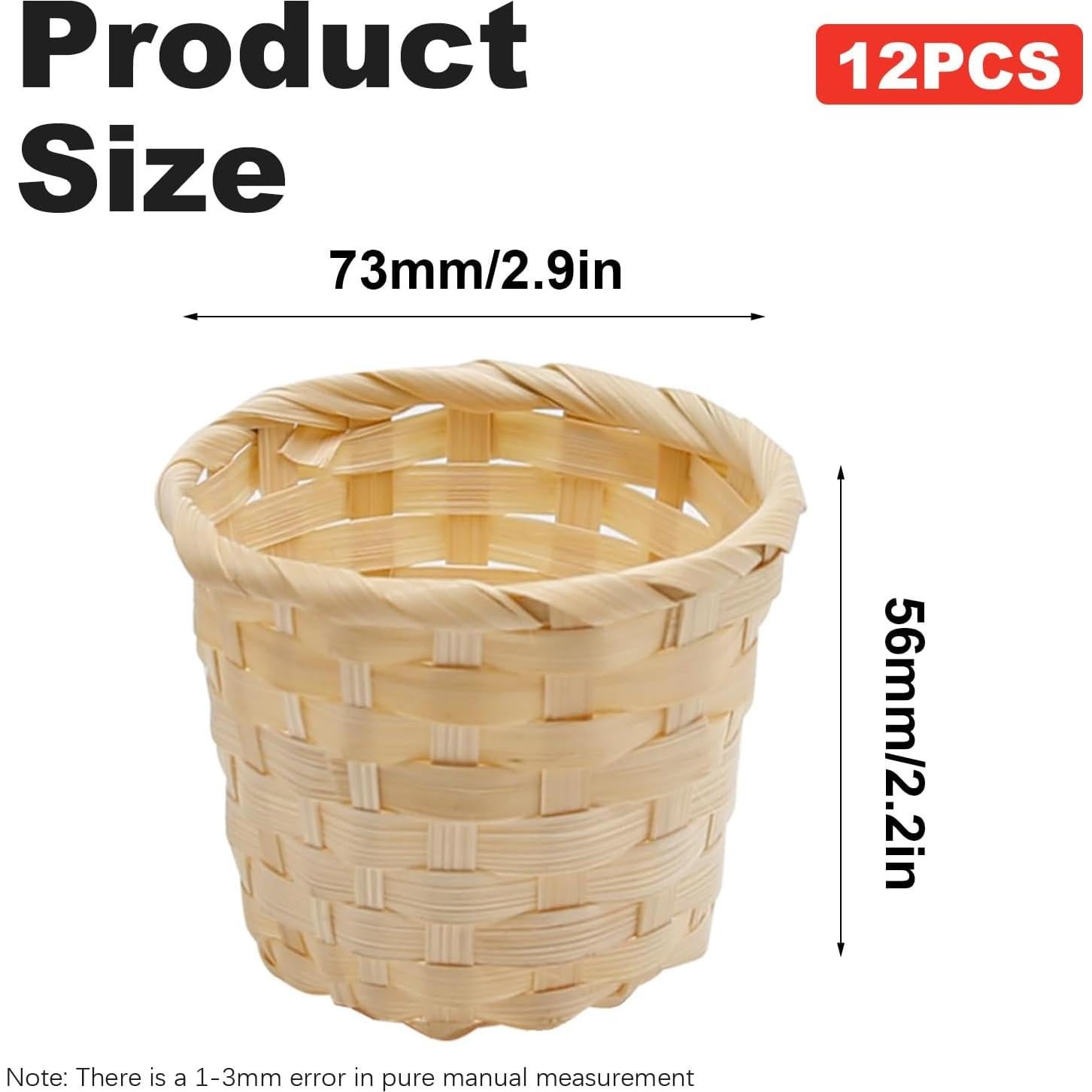 MDEOOSKY 12pcs Mini Woven Bamboo Basket Desktop Clutter Organiser 2.2 x 2.9Inch for Home Office Table Party Favors Crafts Decoration