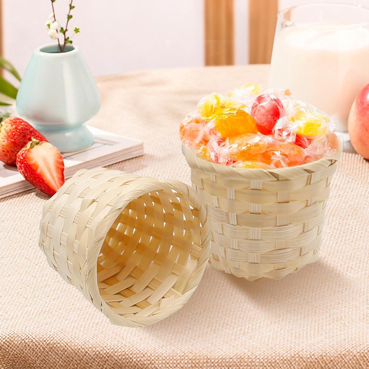 MDEOOSKY 12pcs Mini Woven Bamboo Basket Desktop Clutter Organiser 2.2 x 2.9Inch for Home Office Table Party Favors Crafts Decoration