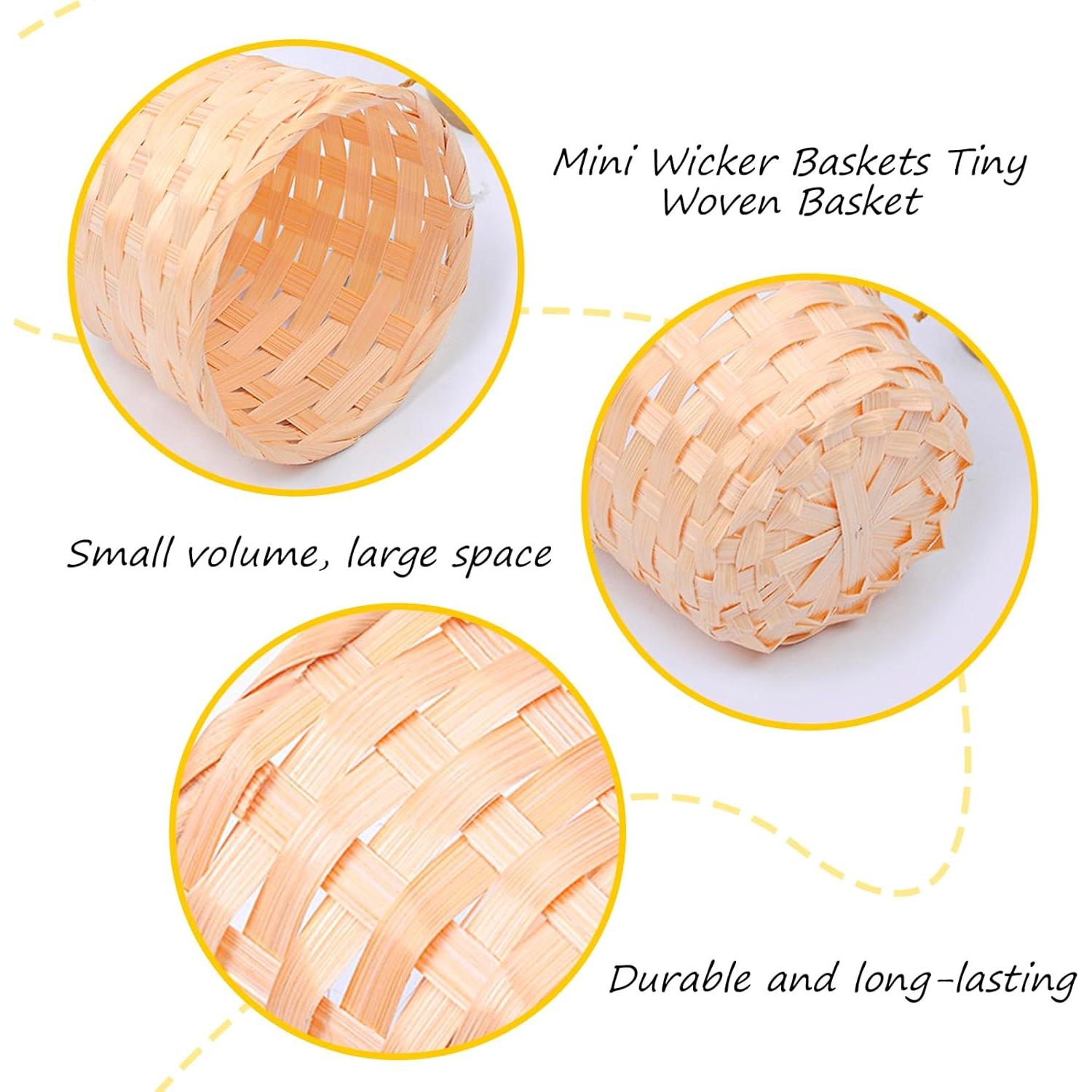 MDEOOSKY 12pcs Mini Woven Bamboo Basket Desktop Clutter Organiser 2.2 x 2.9Inch for Home Office Table Party Favors Crafts Decoration