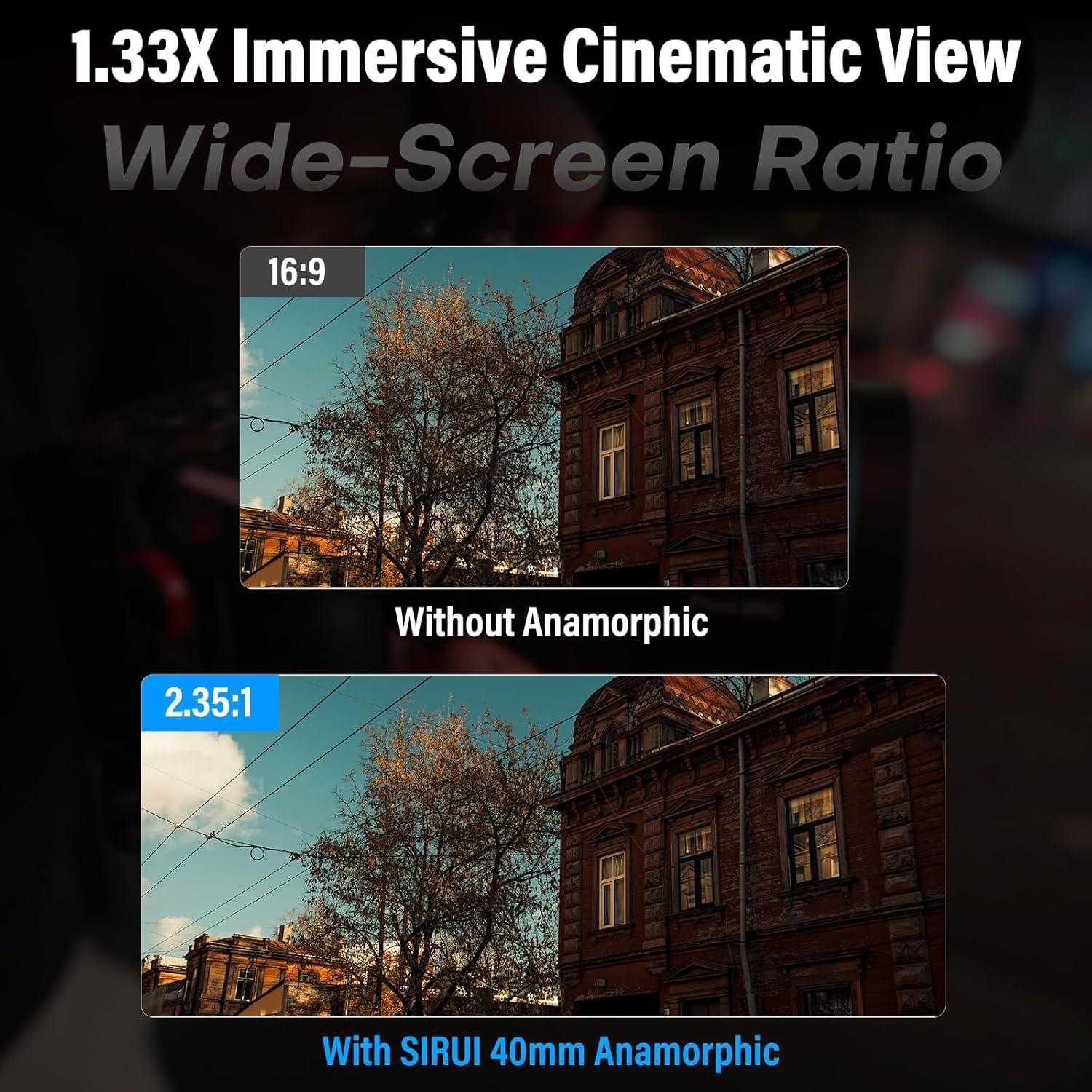 Lente Anamórfico SIRUI 40mm T1.8 Autofocus M4/3 Destello Azul