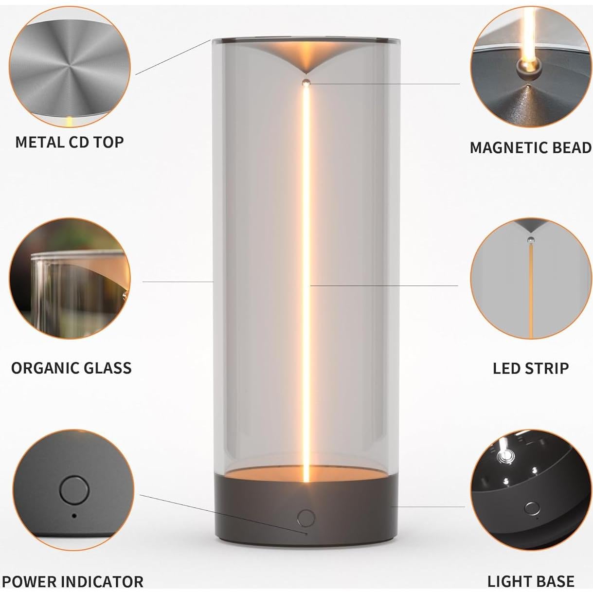 Lámpara de Escritorio AUGE LIGHT LED Recargable Gris