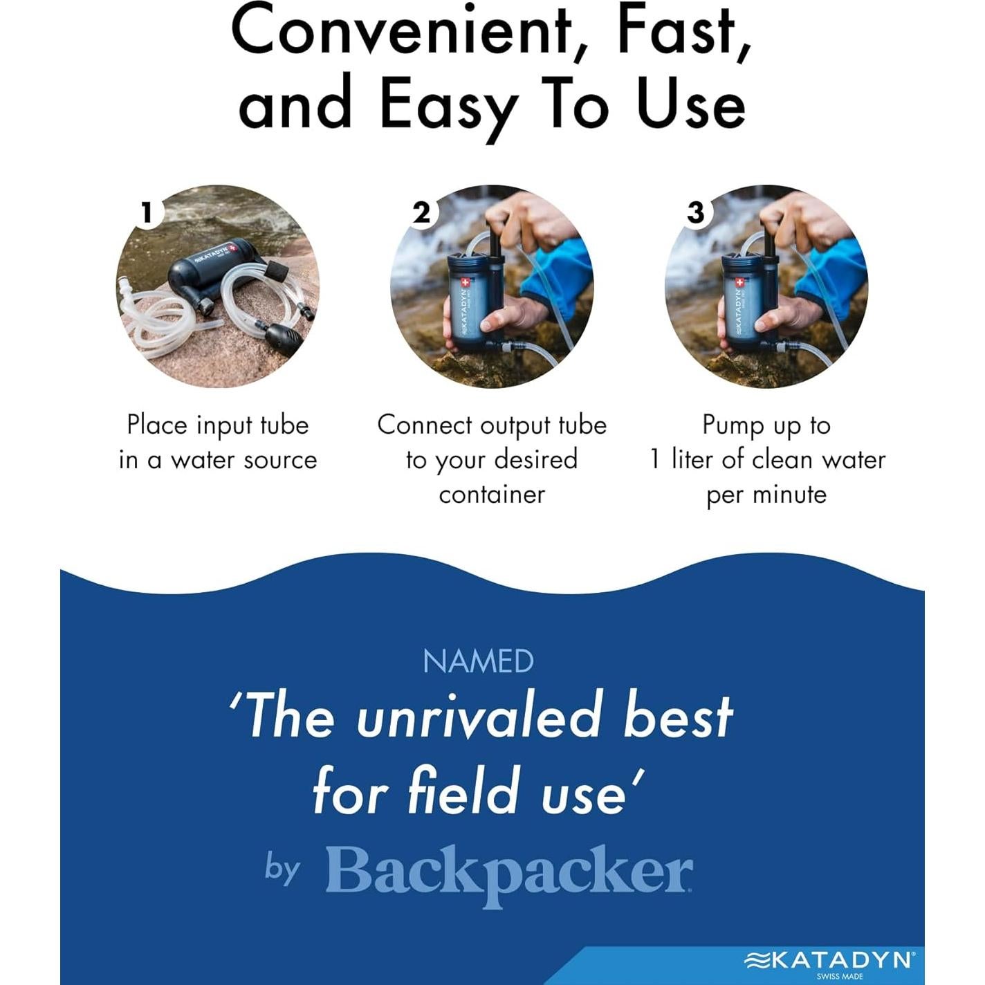 Filtro de Agua Katadyn Hiker Pro 1L/min para Camping y Senderismo