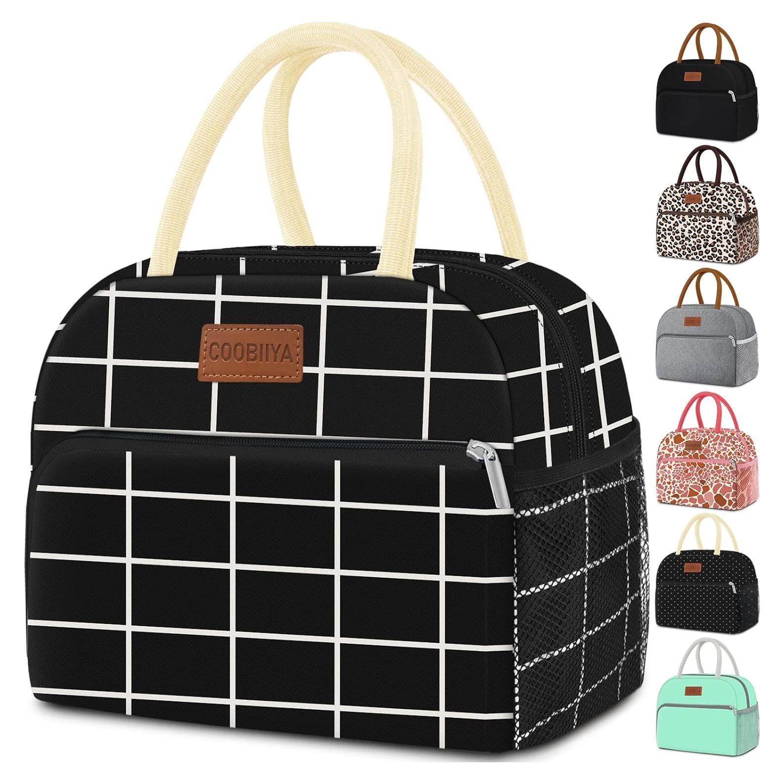 Bolsa de Almuerzo Coobiiya Aislada 10L Cuadrícula Negra