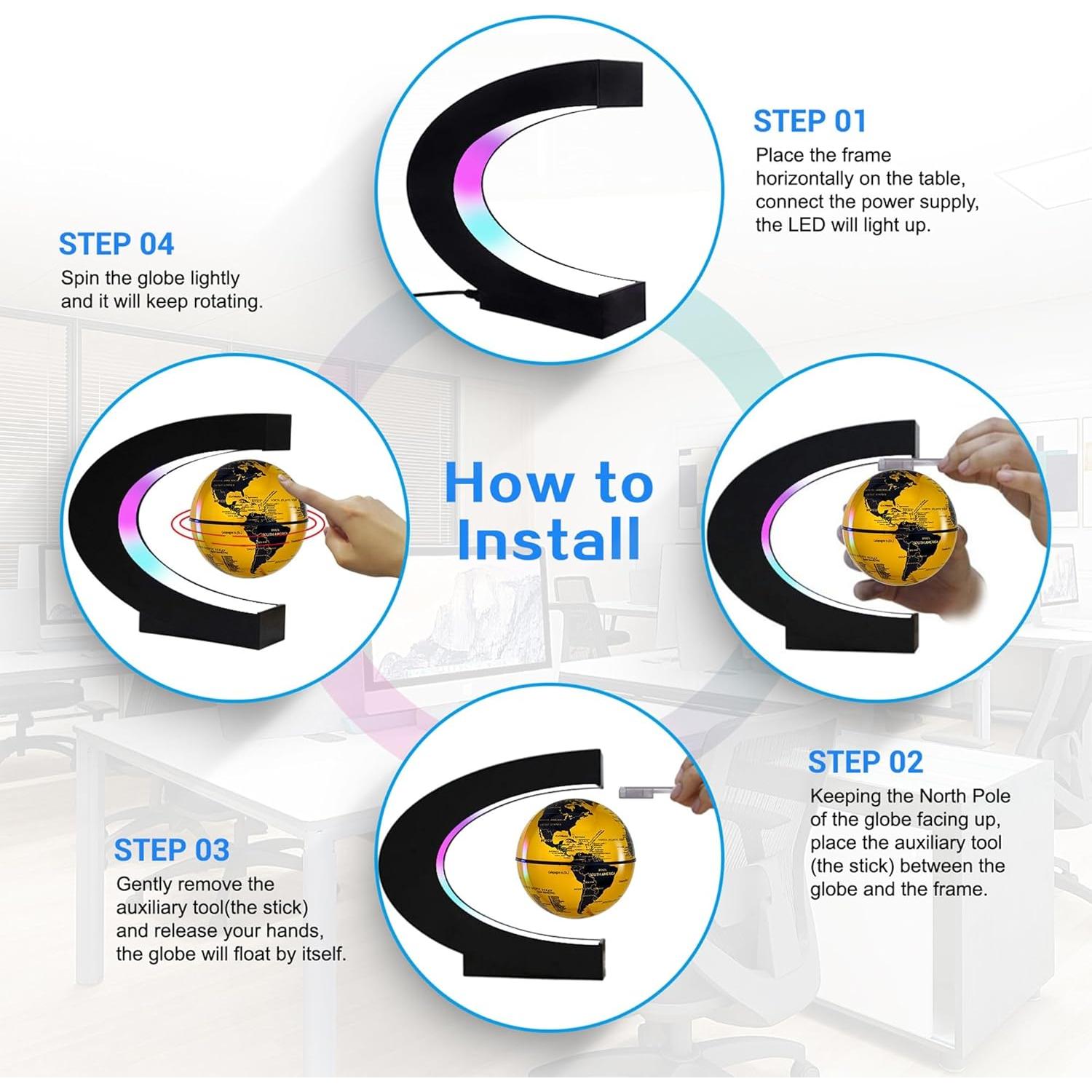 Globo Flotante Magnético Flagest Dorado 8.38 cm con LED