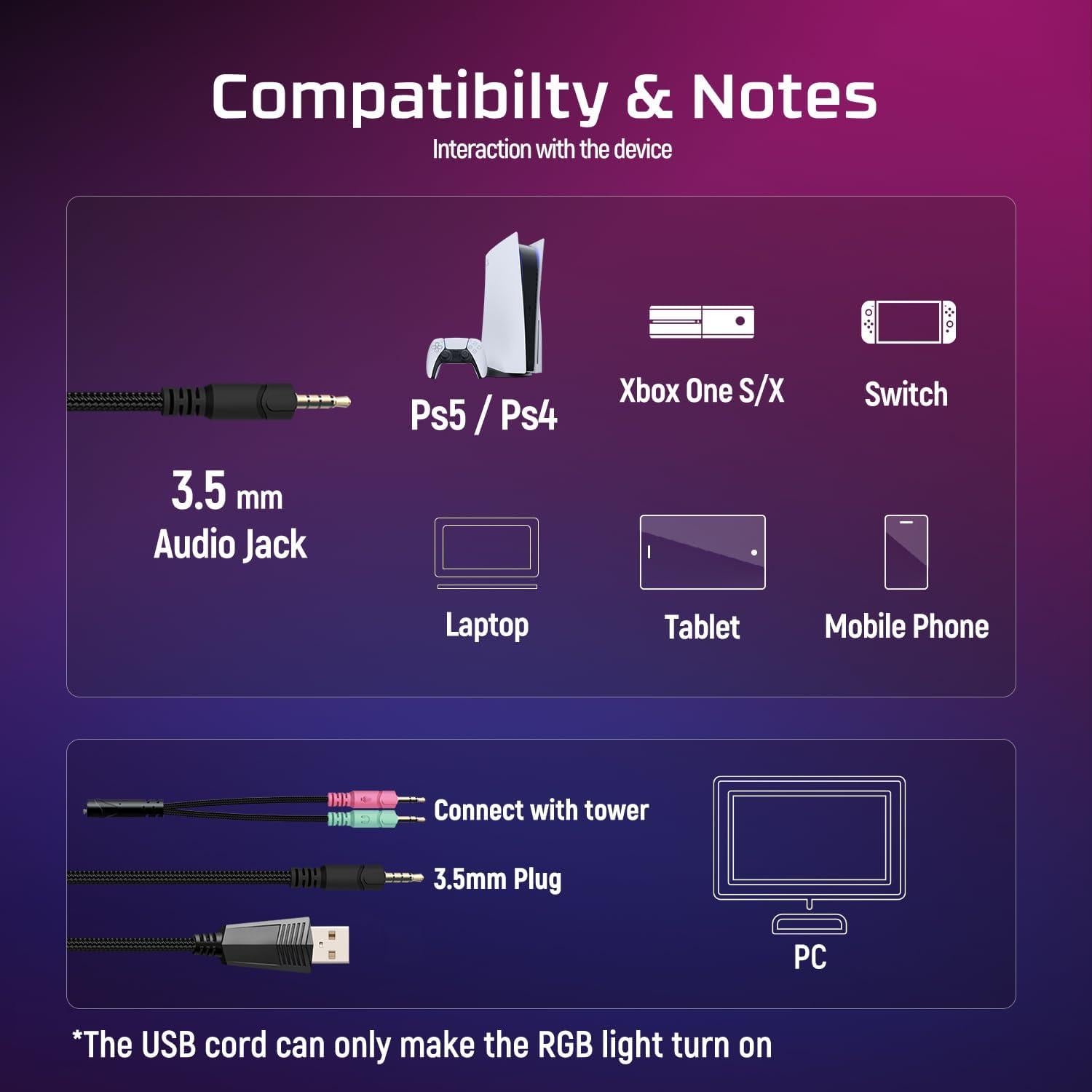 Auriculares Gaming Ozeino ZW1 con Sonido Surround 7.1 y RGB