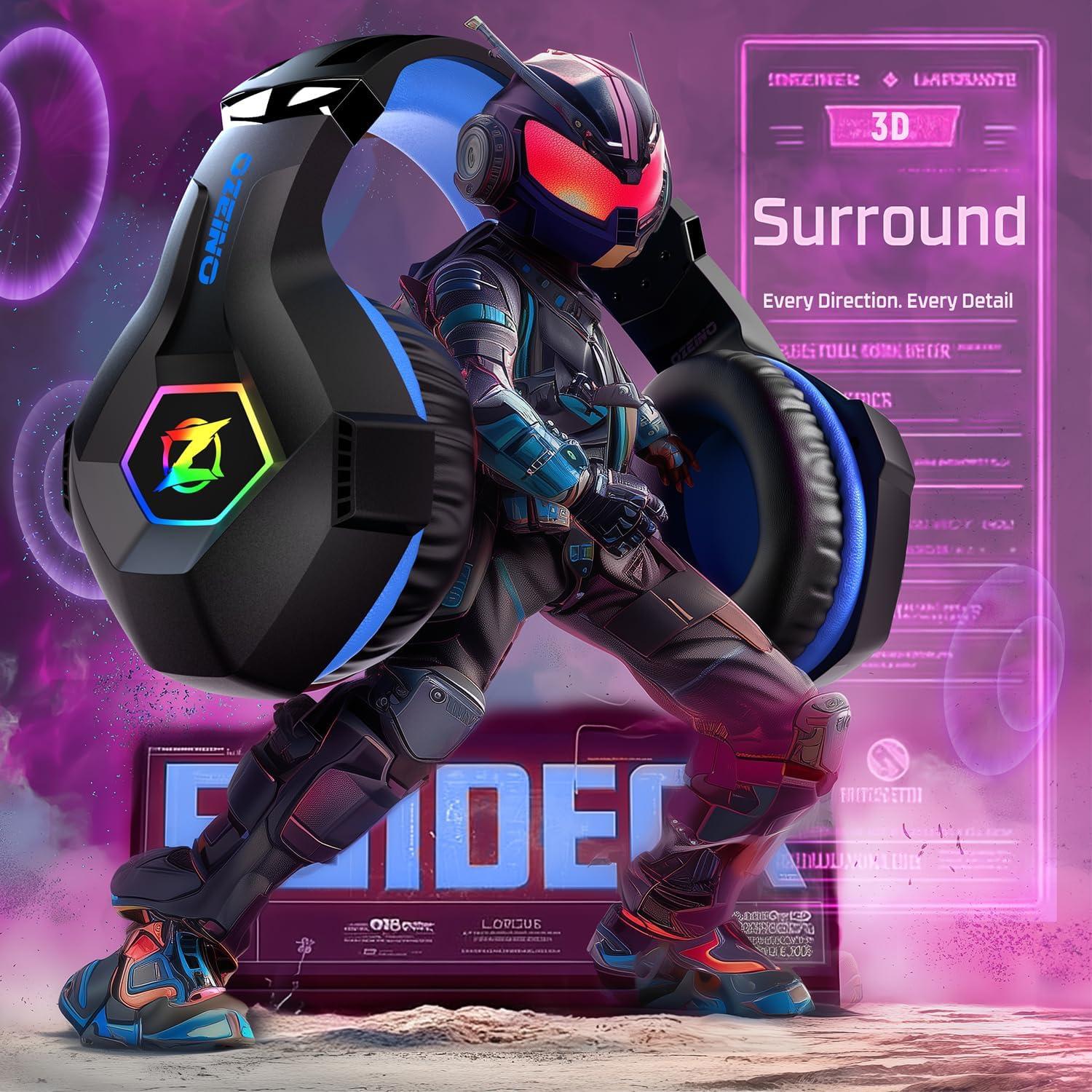 Auriculares Gaming Ozeino ZW1 con Sonido Surround 7.1 y RGB