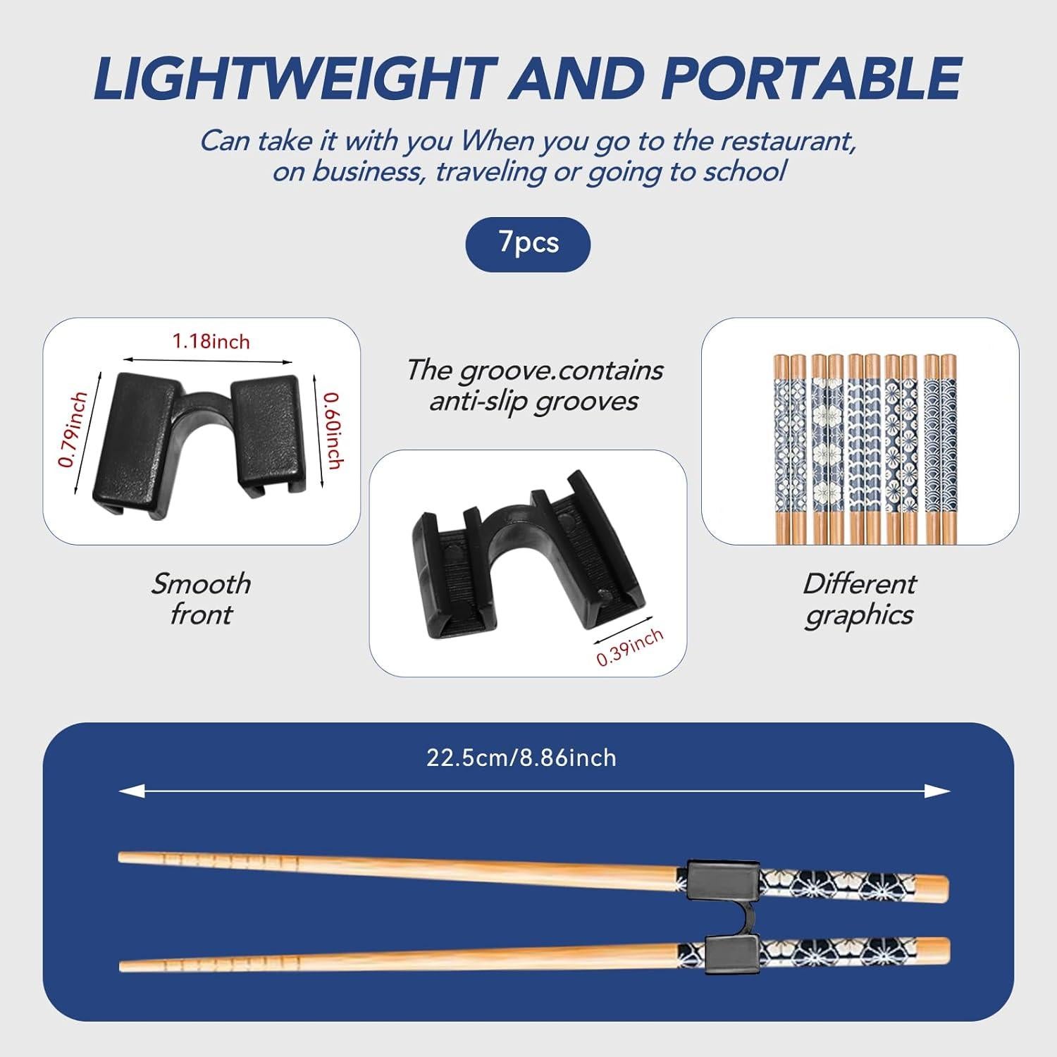 Palillos Reutilizables para Entrenamiento LYART - 7 Pares de Madera 22.5cm