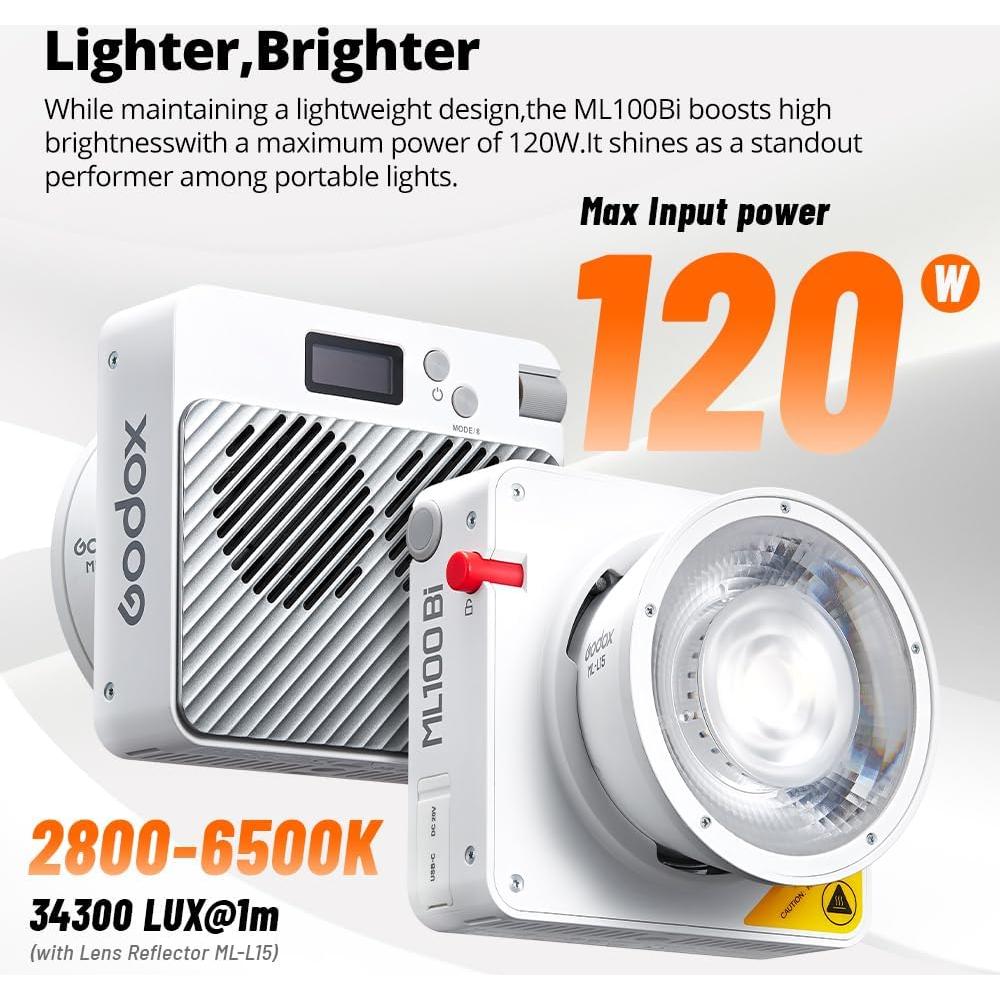 Godox ML100Bi Luz LED 120W Bi-Color 2800K-6500K para Video
