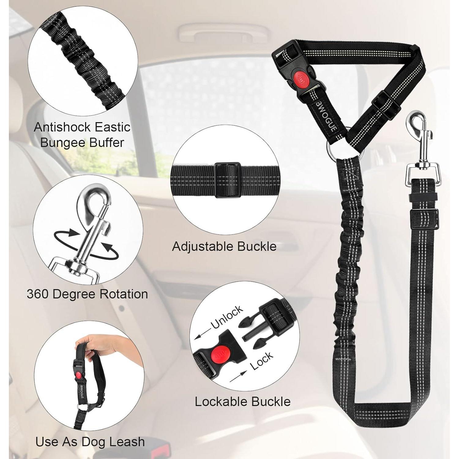 Correa de Seguridad para Perros y Gatos BWOGUE Ajustable 48-80 cm