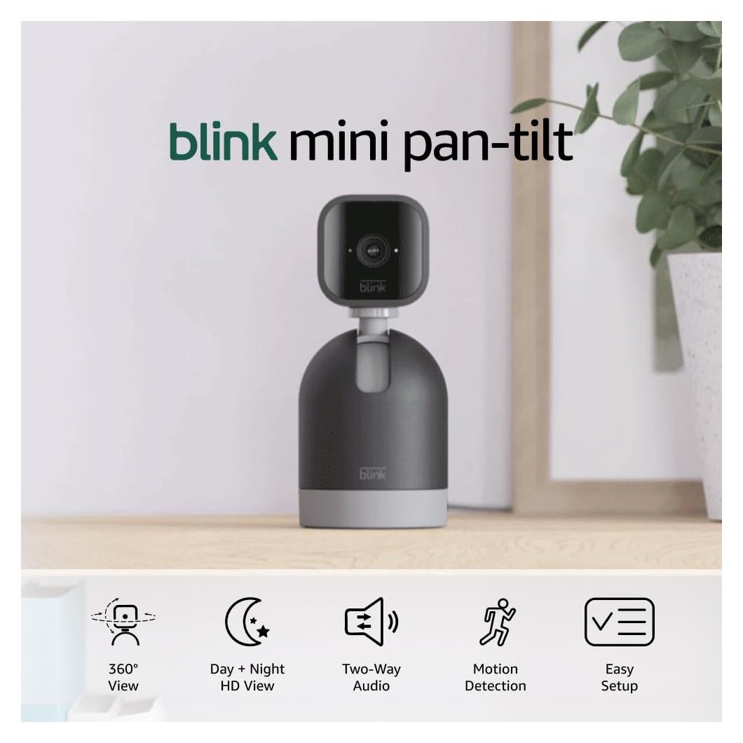 Blink Mini Pan-Tilt Camera (newest model), Rotating indoor plug-in smart security camera, two-way audio, HD video, motion detection, Works with Alexa (Black)
