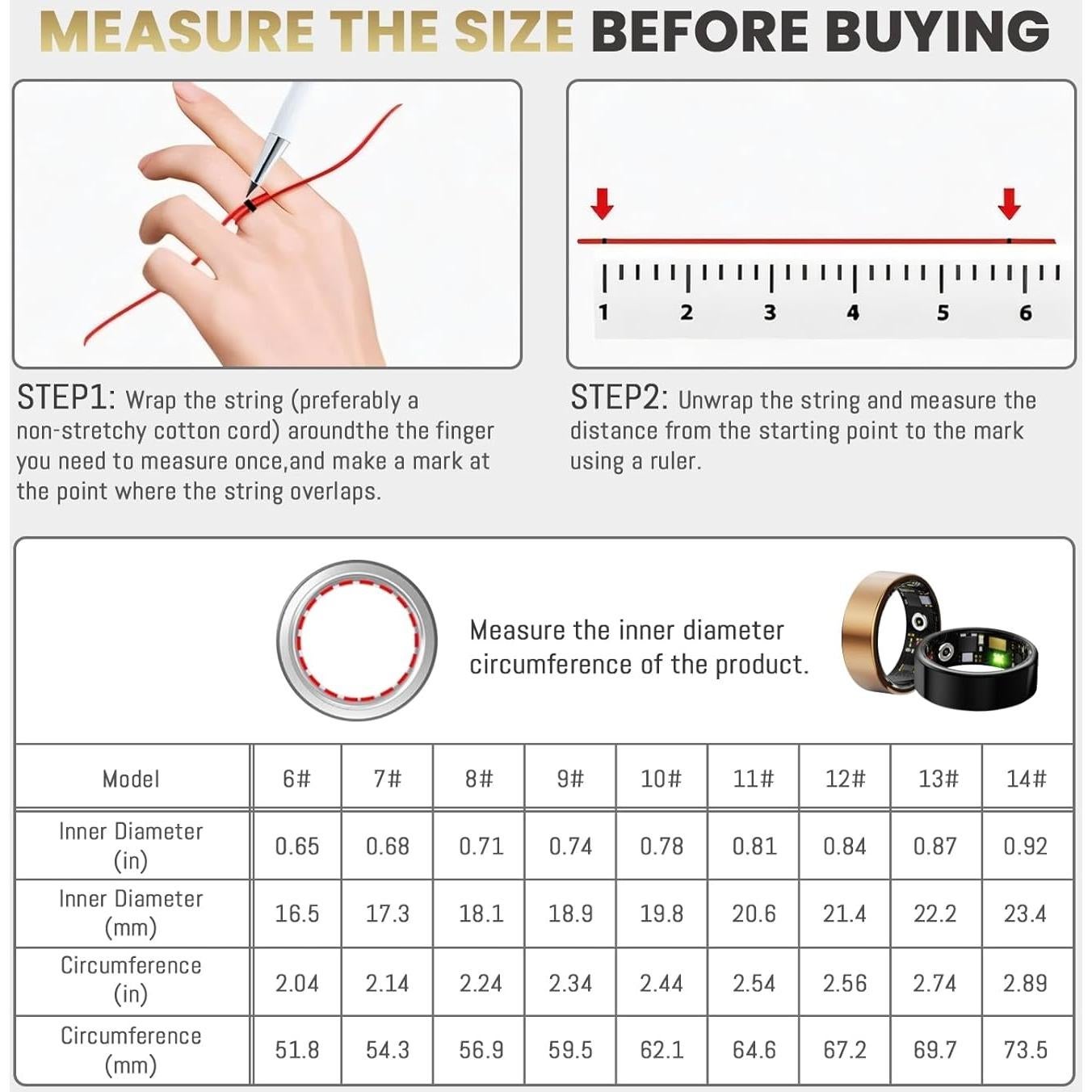 Anillo Inteligente UniJethro Negro 6# - Seguimiento Salud y Fitness