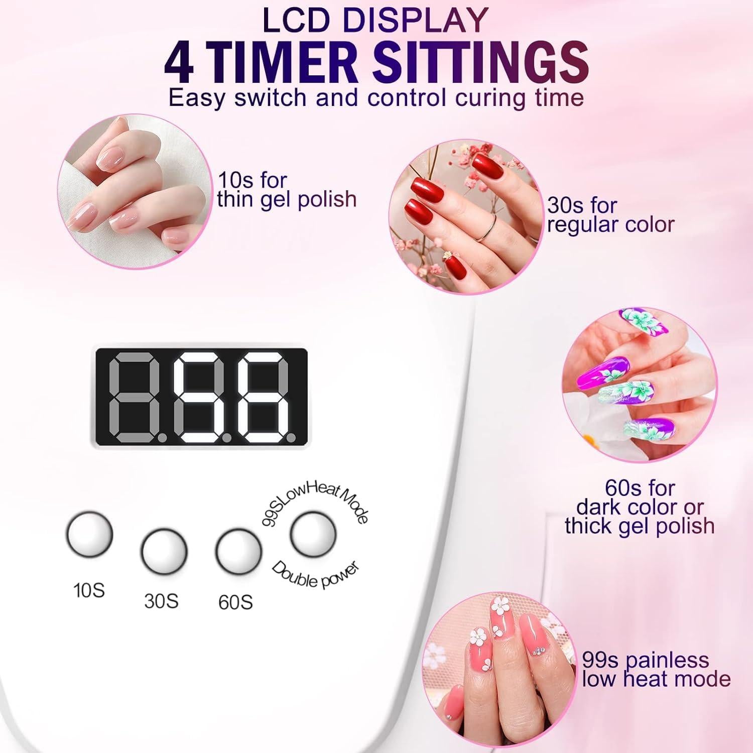 Lámpara de Uñas UV LED NAILGIRLS X PLUS 168W con Temporizador