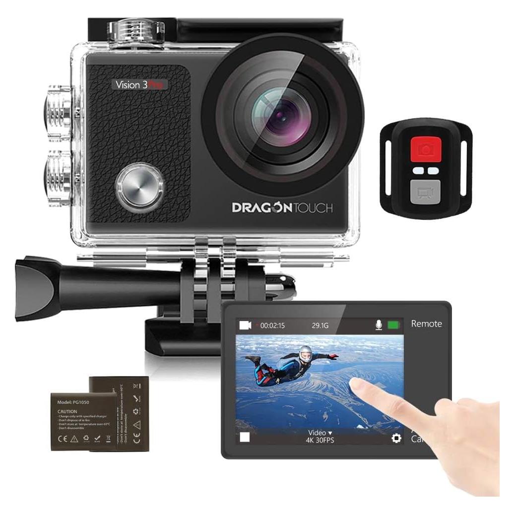 Cámara de Acción 4K Dragon Touch Vision 3 Pro 20MP Impermeable