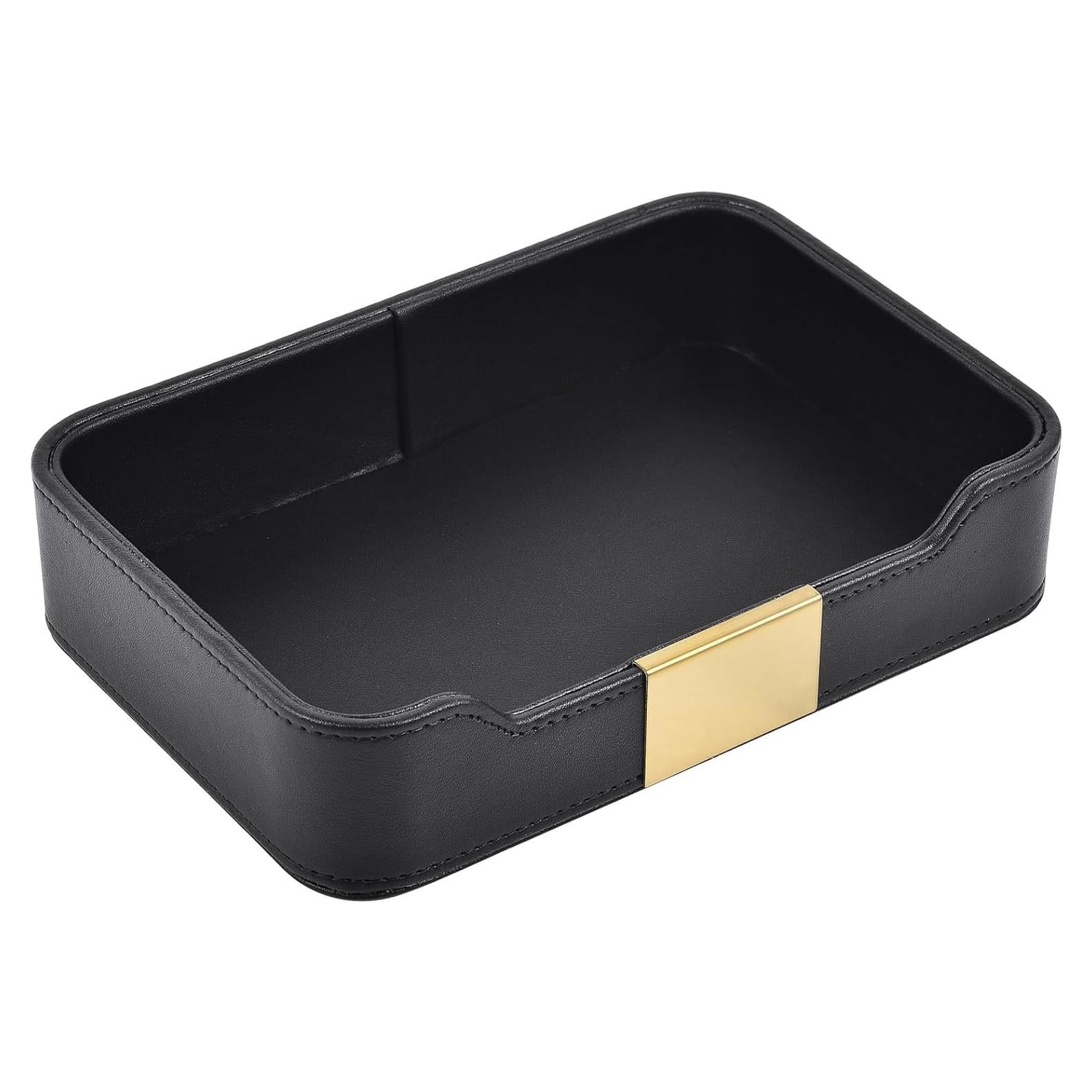 Bandeja de Almacenamiento de Cuero RHCSZ Negra 21.6x14.7 cm
