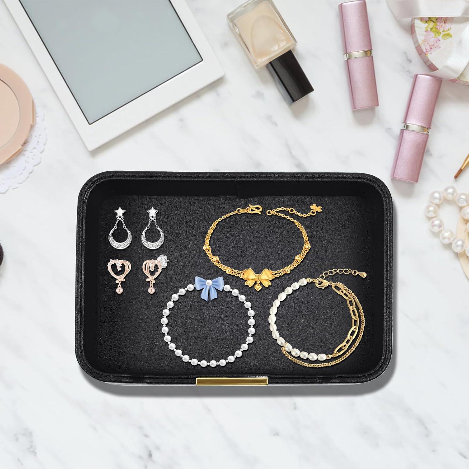 Bandeja de Almacenamiento de Cuero RHCSZ Negra 21.6x14.7 cm