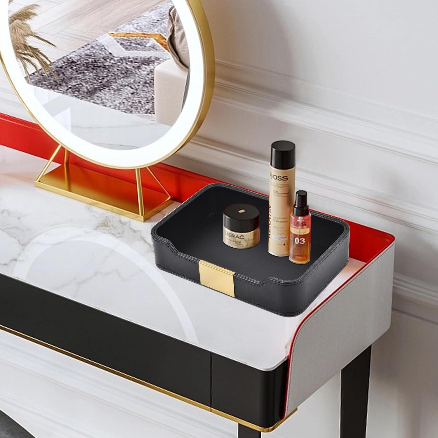 Bandeja de Almacenamiento de Cuero RHCSZ Negra 21.6x14.7 cm