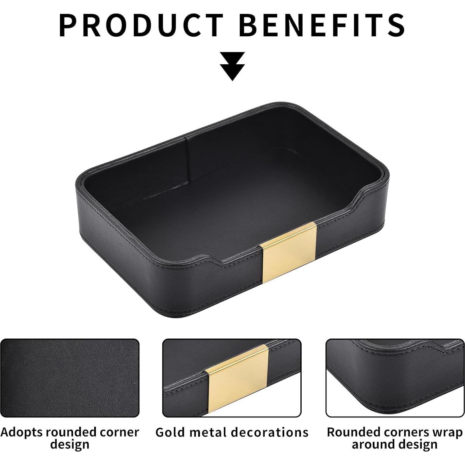 Bandeja de Almacenamiento de Cuero RHCSZ Negra 21.6x14.7 cm