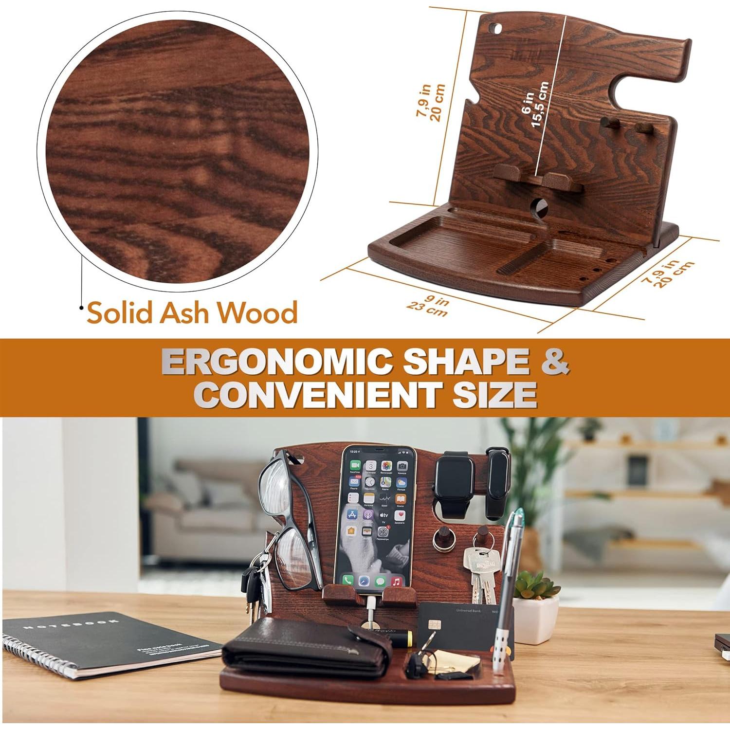 Estación de Carga y Organizador de Madera Teslyar 23x20 cm