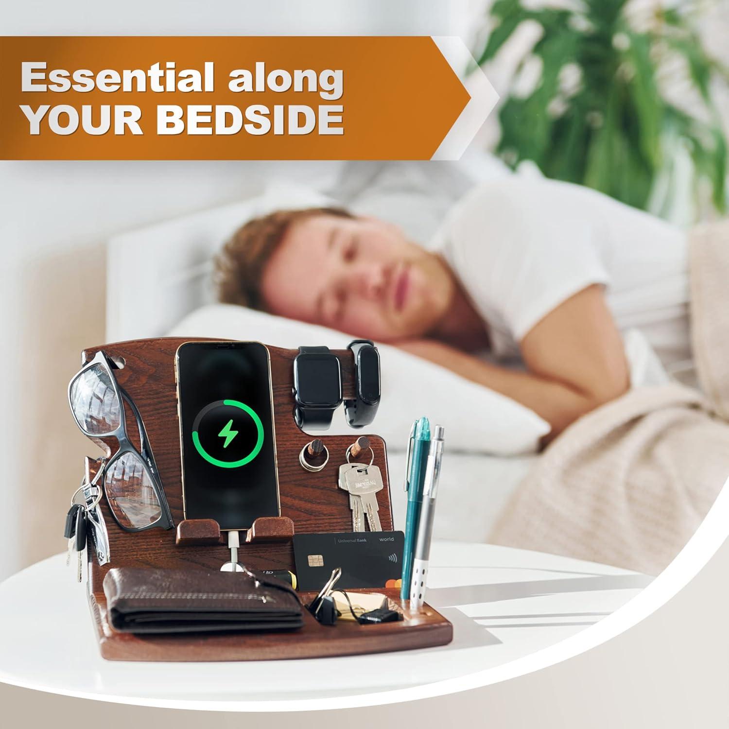 Estación de Carga y Organizador de Madera Teslyar 23x20 cm