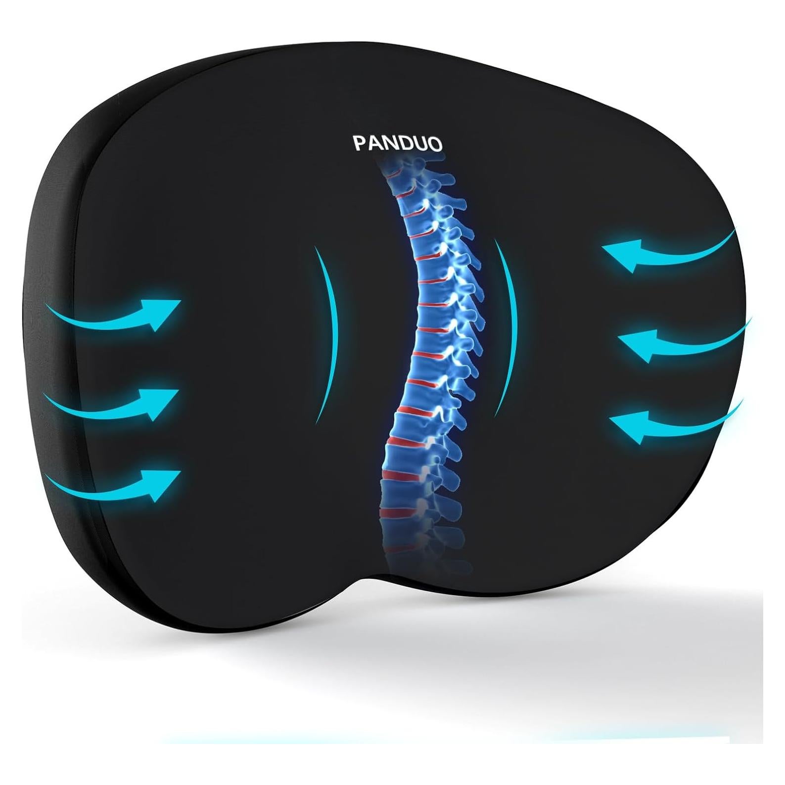 Cojín Lumbar Ergonómico Panduo de Espuma con Memoria - Negro