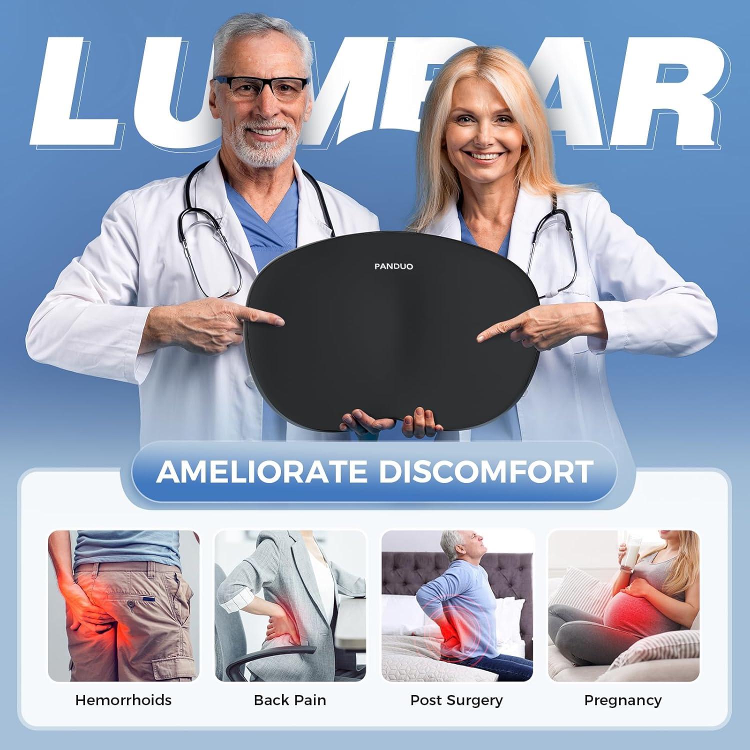 Cojín Lumbar Ergonómico Panduo de Espuma con Memoria - Negro