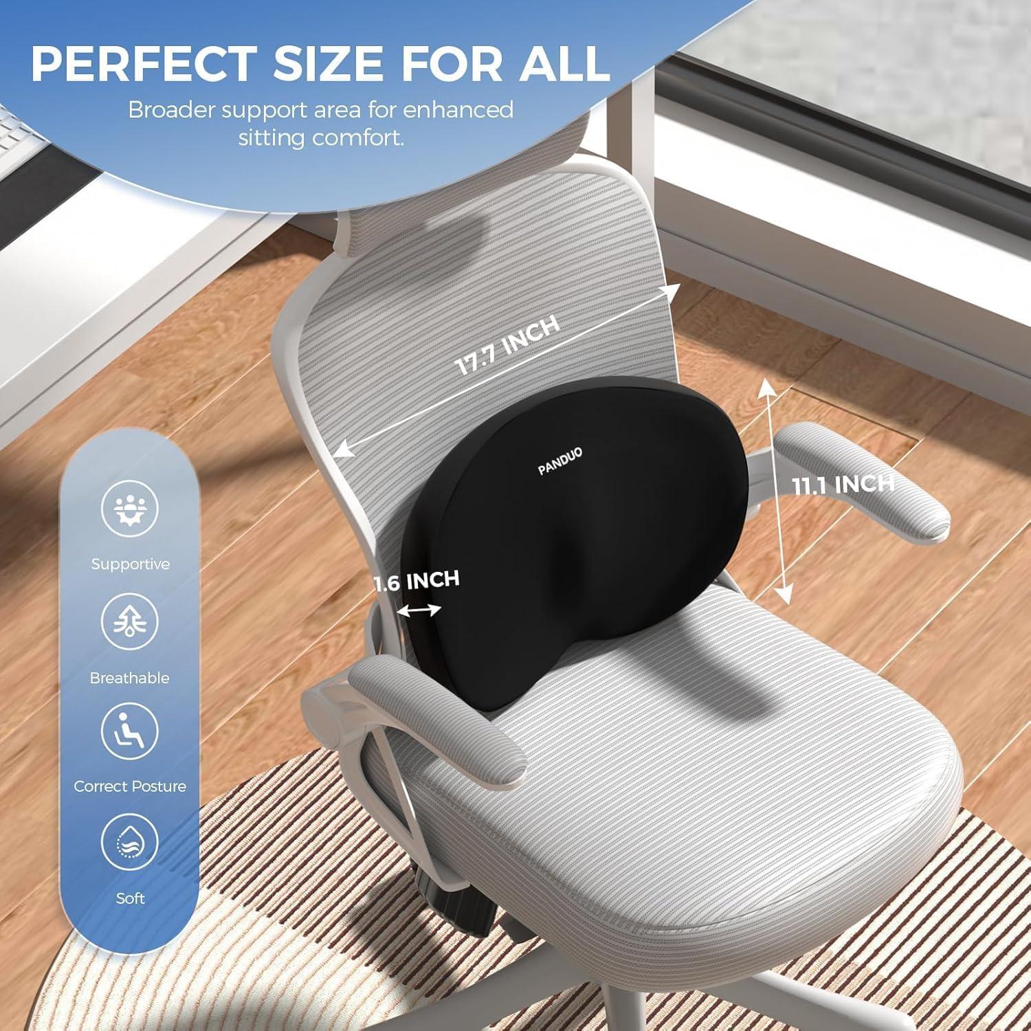 Cojín Lumbar Ergonómico Panduo de Espuma con Memoria - Negro