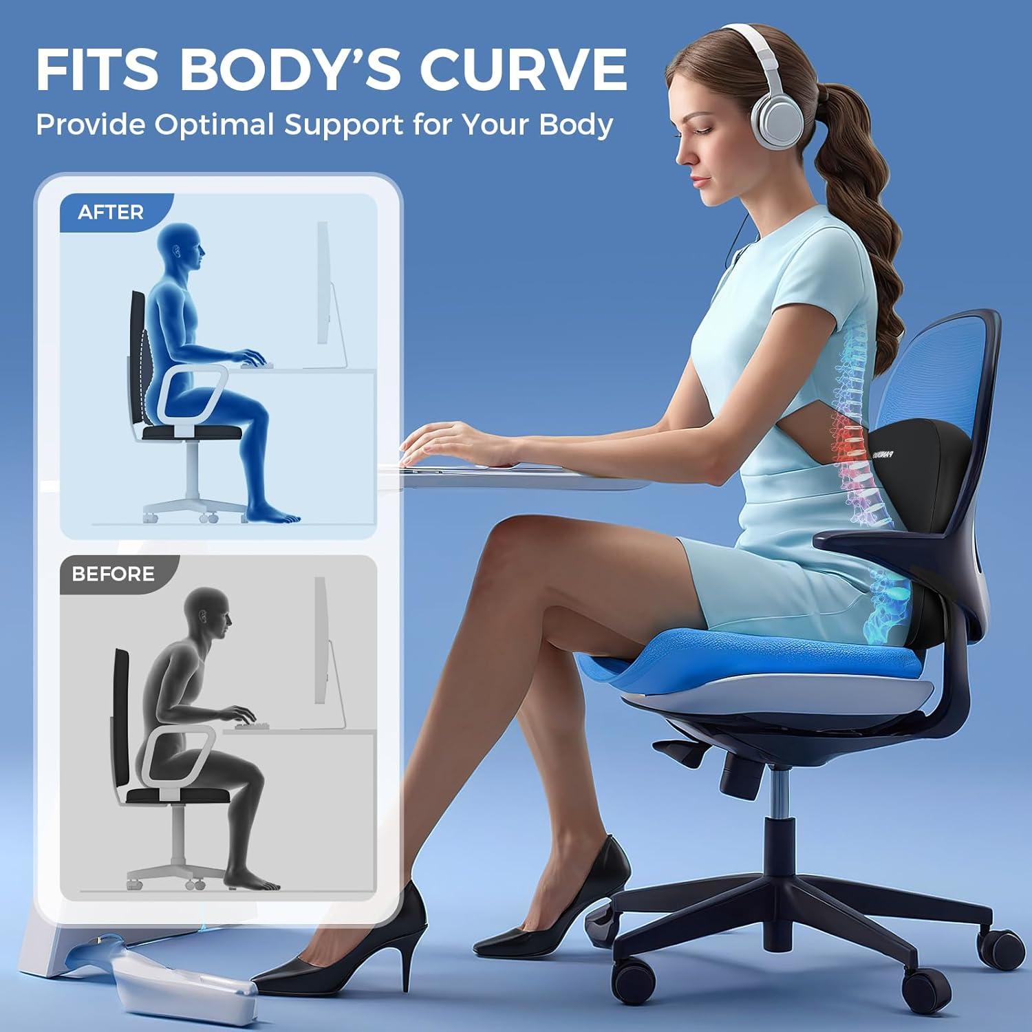 Cojín Lumbar Ergonómico Panduo de Espuma con Memoria - Negro