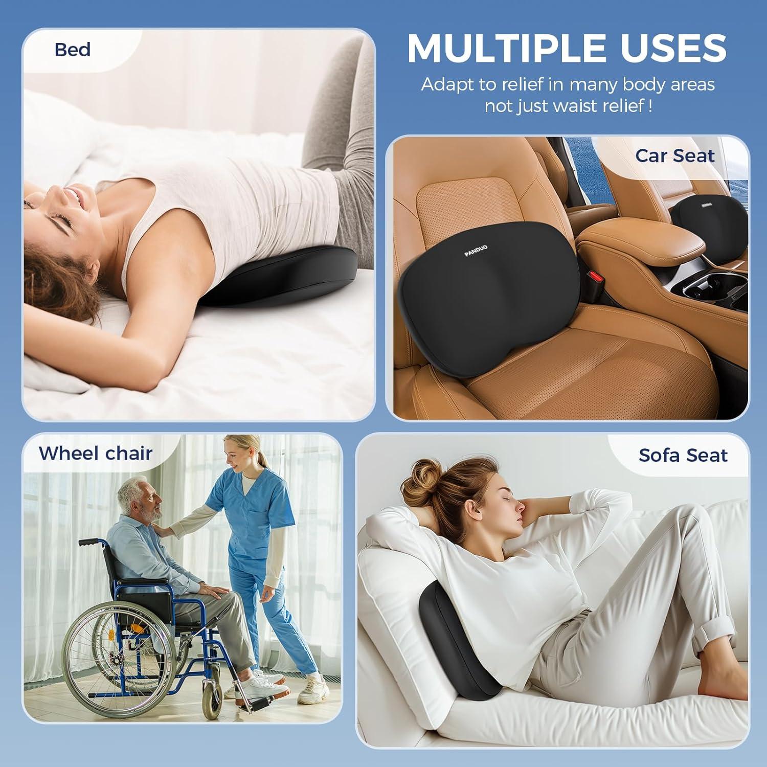 Cojín Lumbar Ergonómico Panduo de Espuma con Memoria - Negro