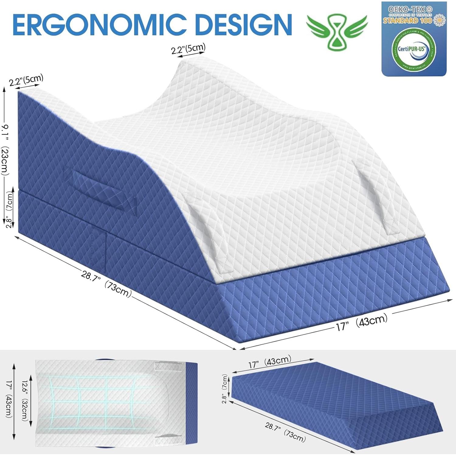 Cojín Elevador de Piernas TranquilRelax Doble Azul Espuma Viscoelástica