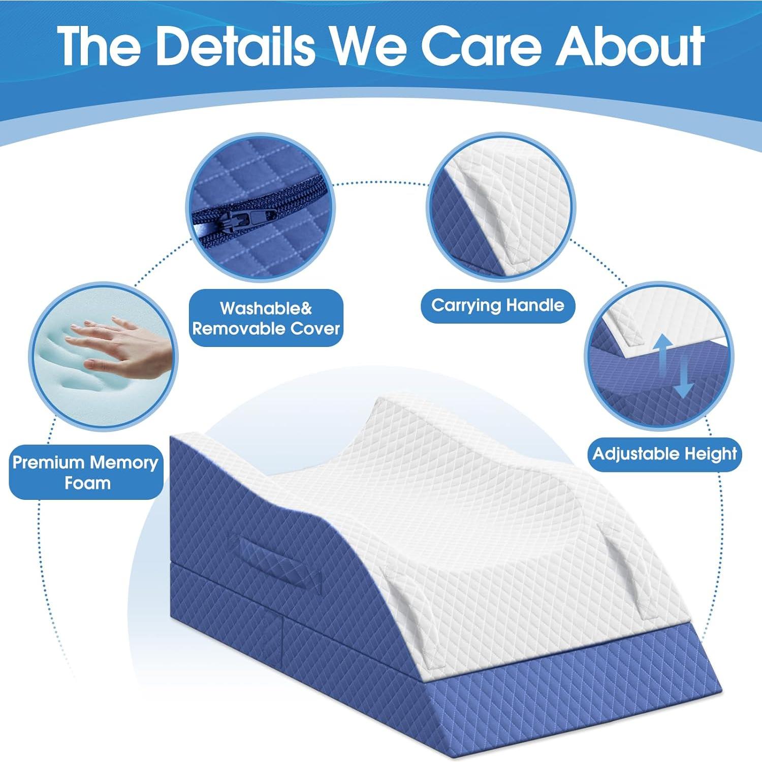 Cojín Elevador de Piernas TranquilRelax Doble Azul Espuma Viscoelástica