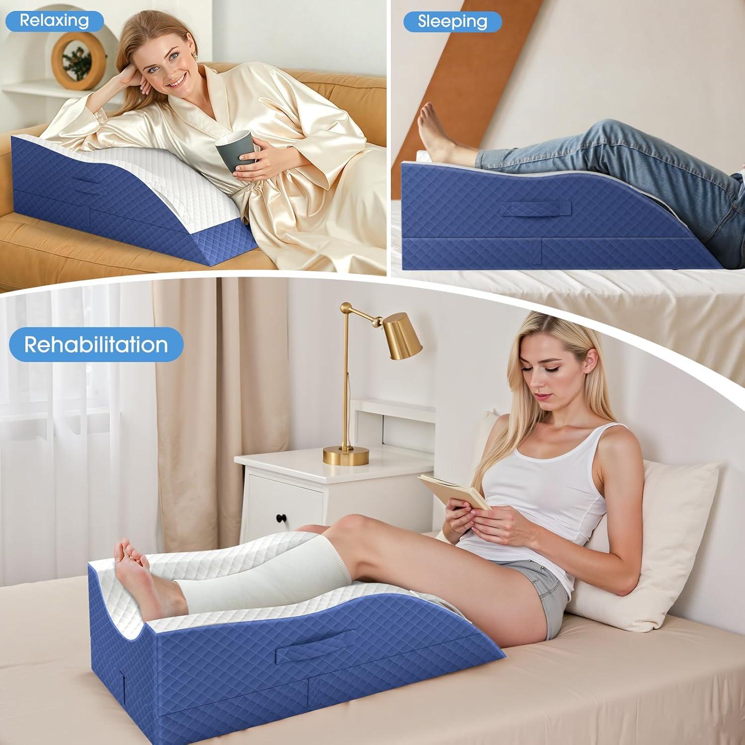 Cojín Elevador de Piernas TranquilRelax Doble Azul Espuma Viscoelástica