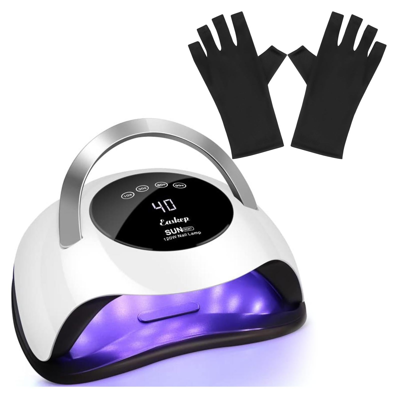 Lámpara UV para Uñas Easkep 120W con Guantes Protectores