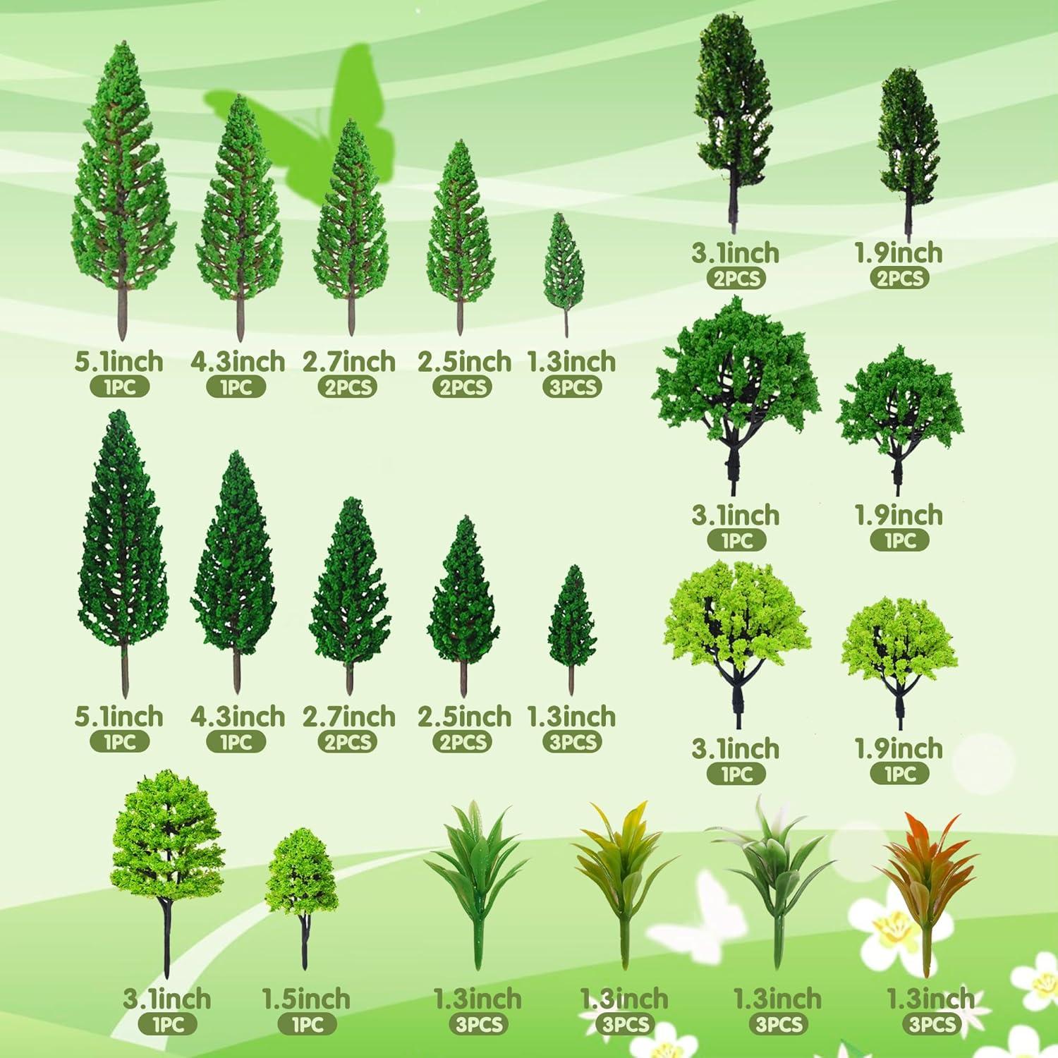 Set de 38 Árboles Miniatura MOMOONNON para Diorama