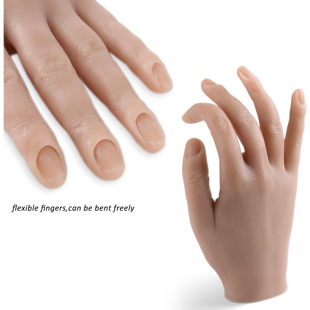 Mano de práctica de silicona Sotong con 100 consejos de uñas