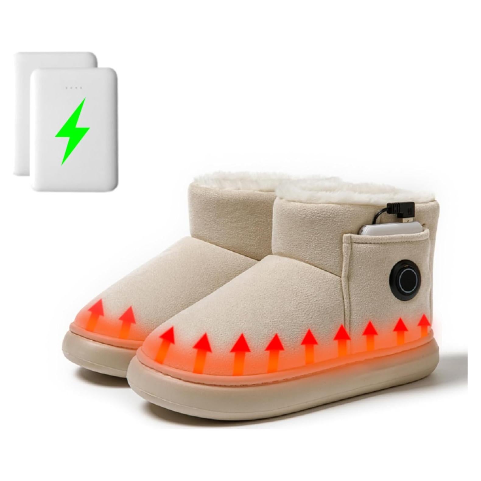 Zapatillas Calentadas Nedora para Mujeres, Beige, 3 Temperaturas