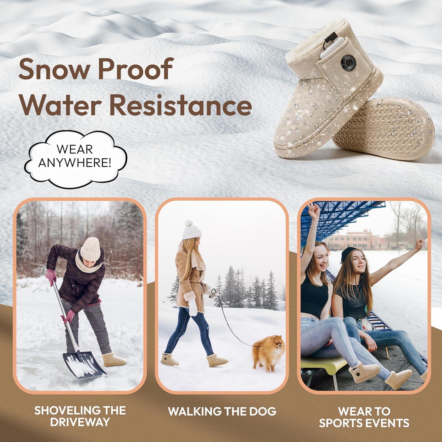 Zapatillas Calentadas Nedora para Mujeres, Beige, 3 Temperaturas